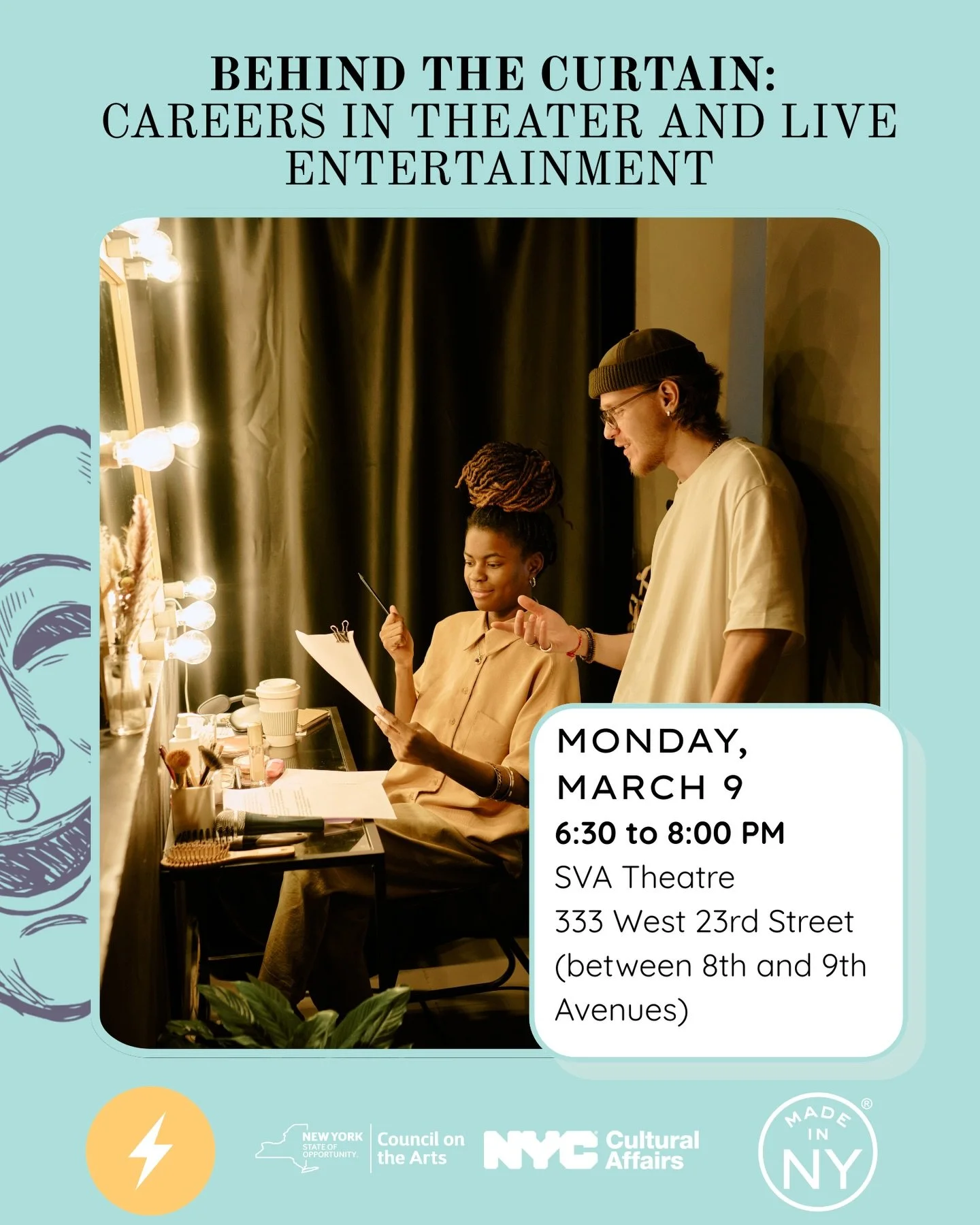 Get a peek behind the scenes of theater and live entertainment at our Behind the Curtain: Careers in Theater and Live Entertainment panel on Monday, March 9, 2026 at 6:30 PM at @svatheatre.

Hear from creatives working on the biggest broadway product