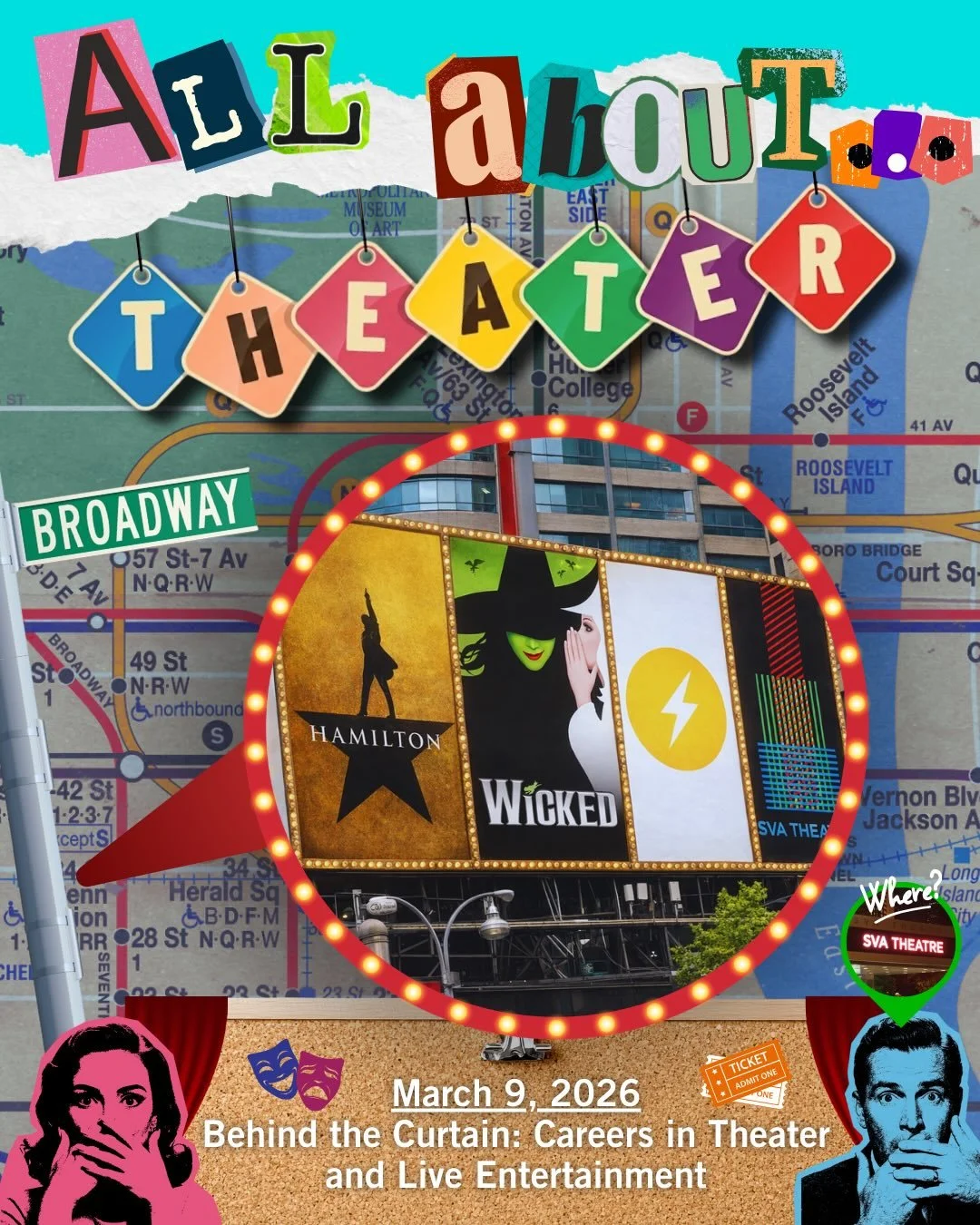 Behind the Curtain: Careers in Theater and Live Entertainment is happening THIS MONDAY, March 9 at @svatheatre! 🎭 

Want to meet the panelists shaping Broadway, theatre, film festivals, and the next generation of creatives? This is your chance to ge