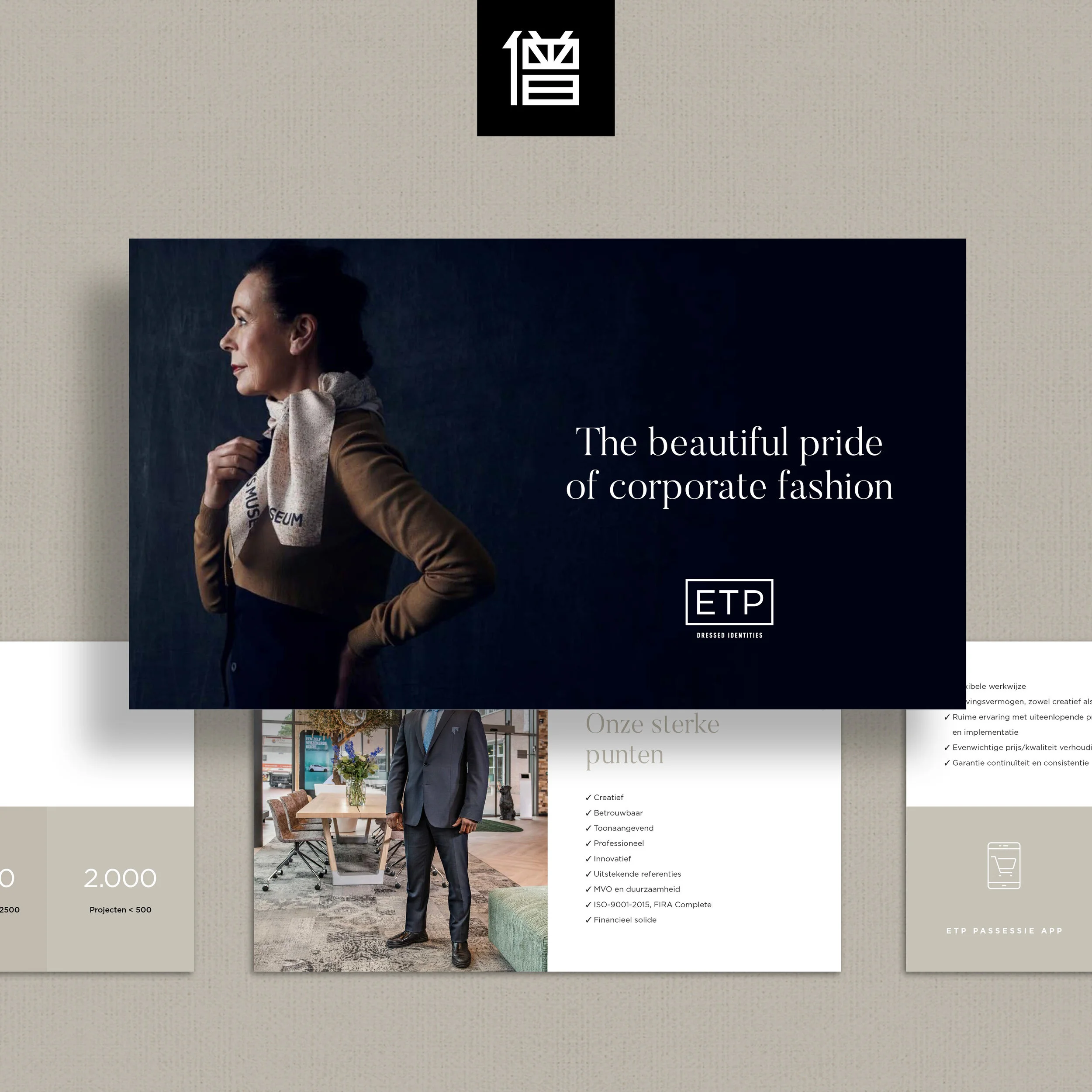 Voor ETP namen we enige tijd geleden de rebranding voor onze rekening. Een volledig nieuwe Corporate Identity voor deze speler van naam op het gebied van hoogwaardige bedrijfskleding, inclusief een nieuwe treffende pay-off. Dressed Identities.⁣
⁣
For