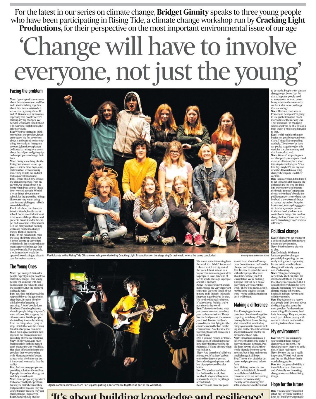 Neev, Eve and Ben tell it how it is in this @theclarechampion article. Thanks Bridget for taking the time to come and speak to the Clare Rising Tide Crew.