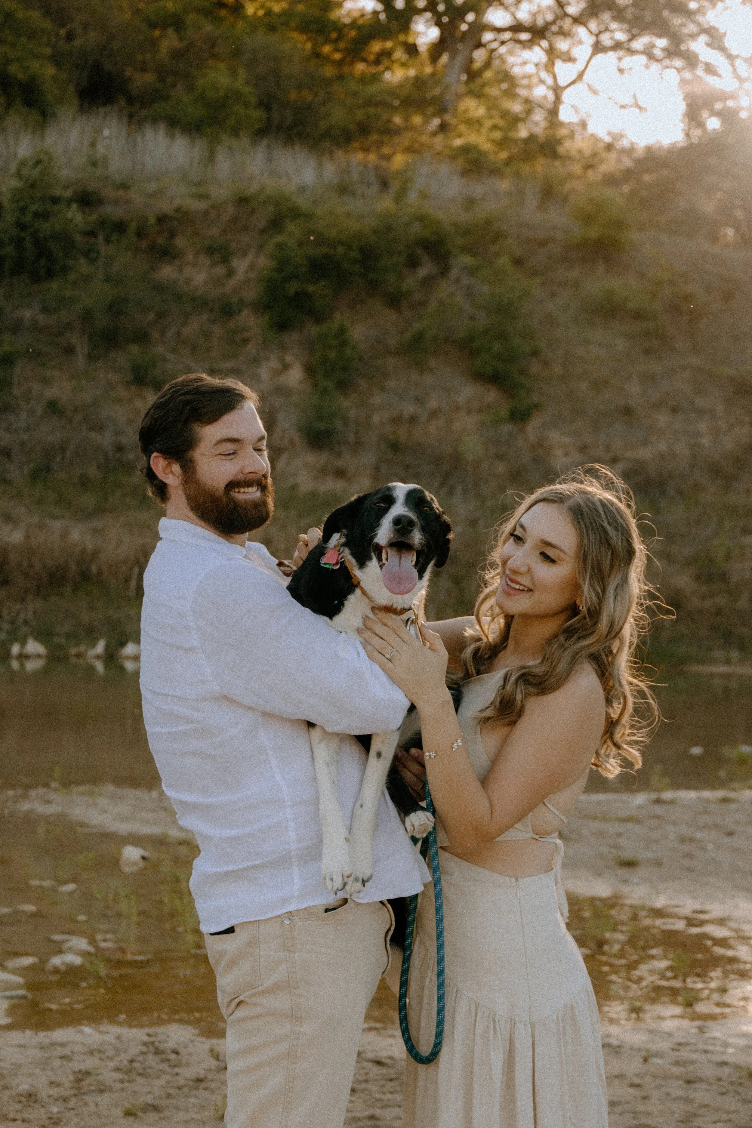 Houston & Texas Family, Couples, Newborn, Maternity, Bridal Photography – Romantic riverside moment in Austin TX sunset couple portraits.