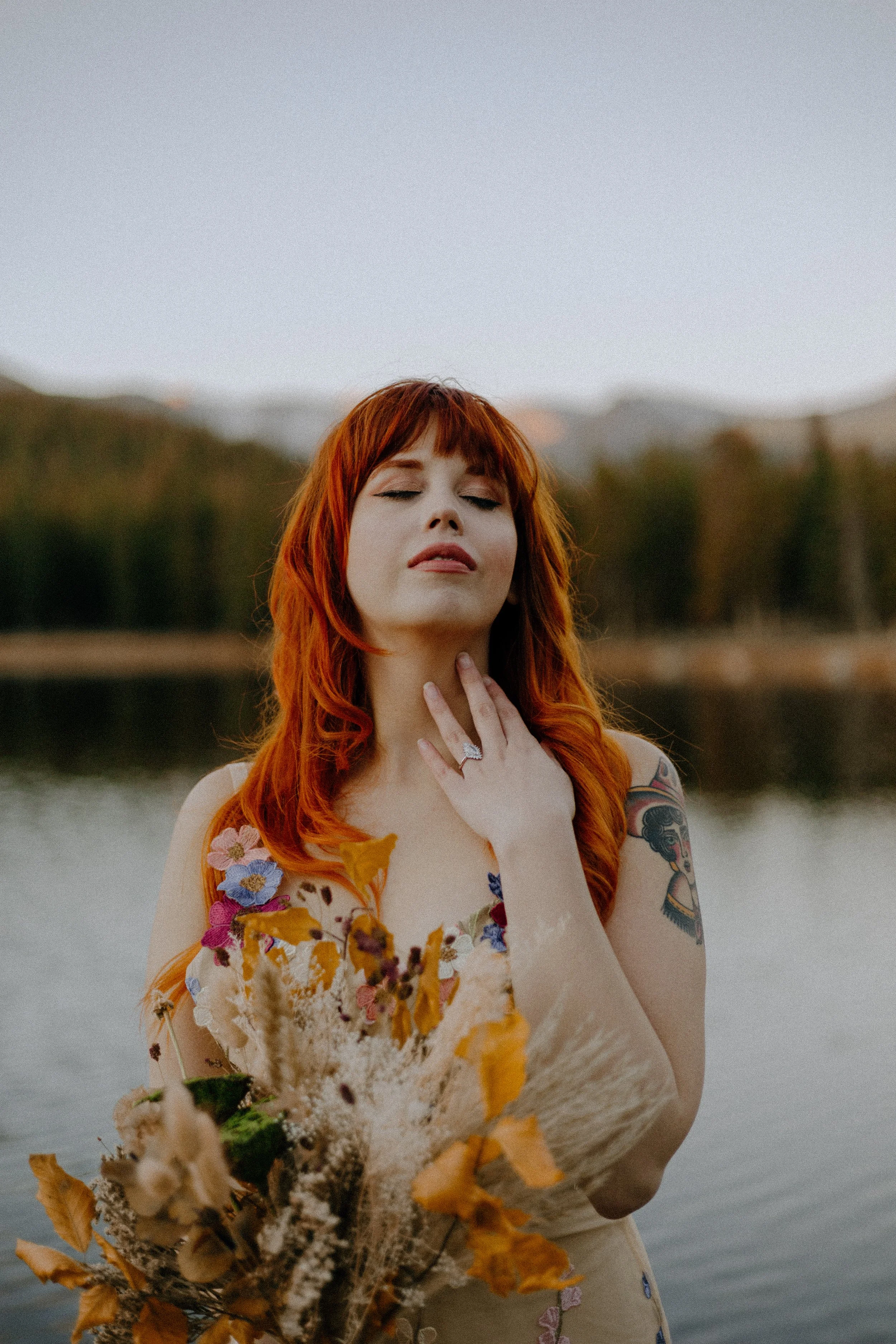 Houston & Texas Wedding & Elopement Photography – Bride close-up portrait at mountain lake in Echo Lake Colorado.