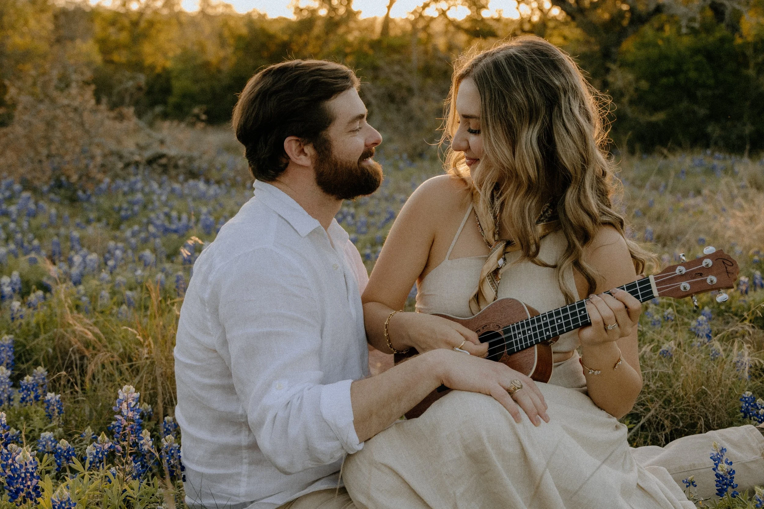 Houston & Texas Family, Couples, Newborn, Maternity, Bridal Photography – Couple smiling during golden hour Austin TX portraits.