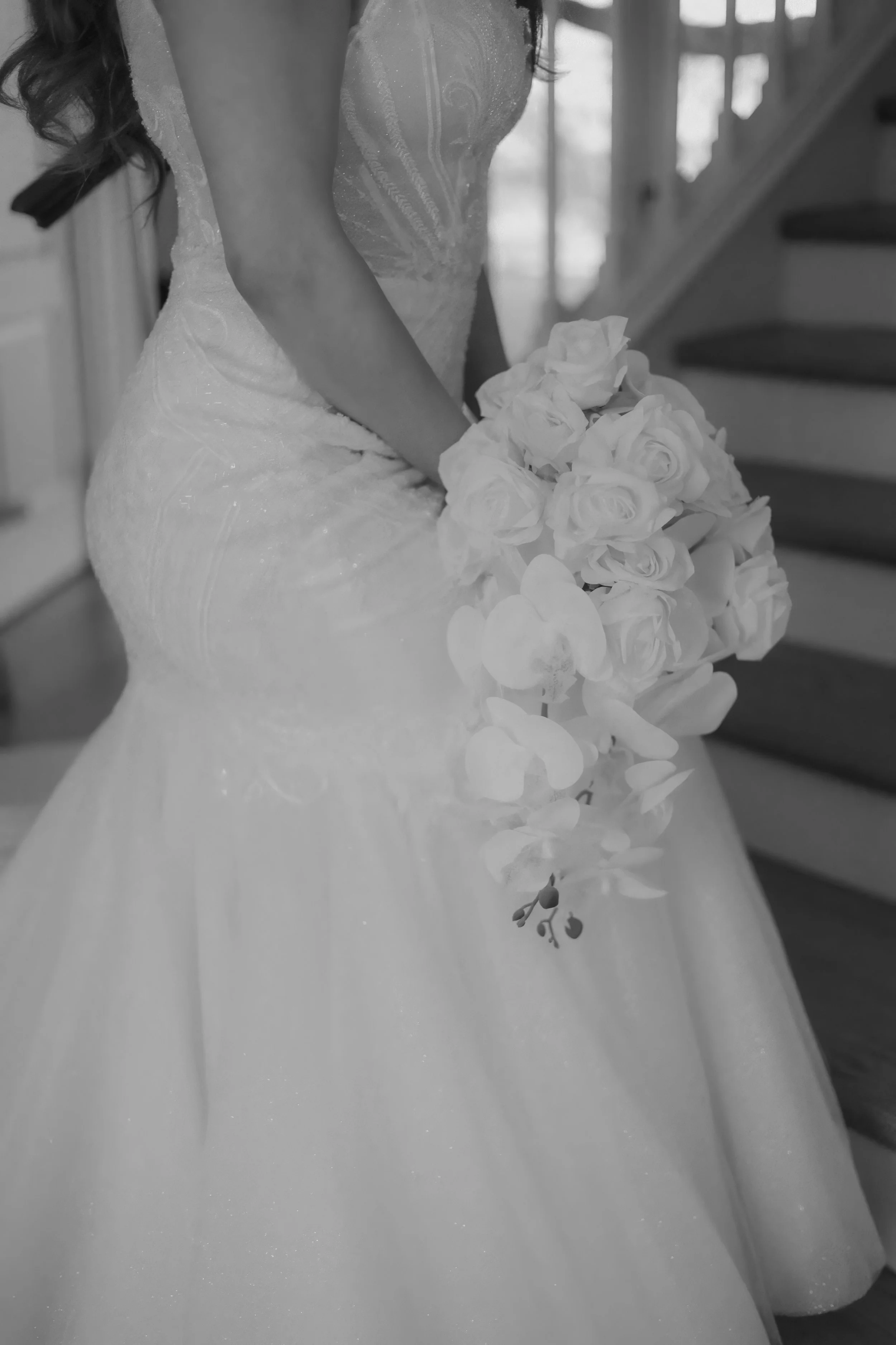 Houston & Texas Family, Couples, Newborn, Maternity, Bridal Photography – Close-up of bride’s shoes peeking beneath gown, Houston studio.