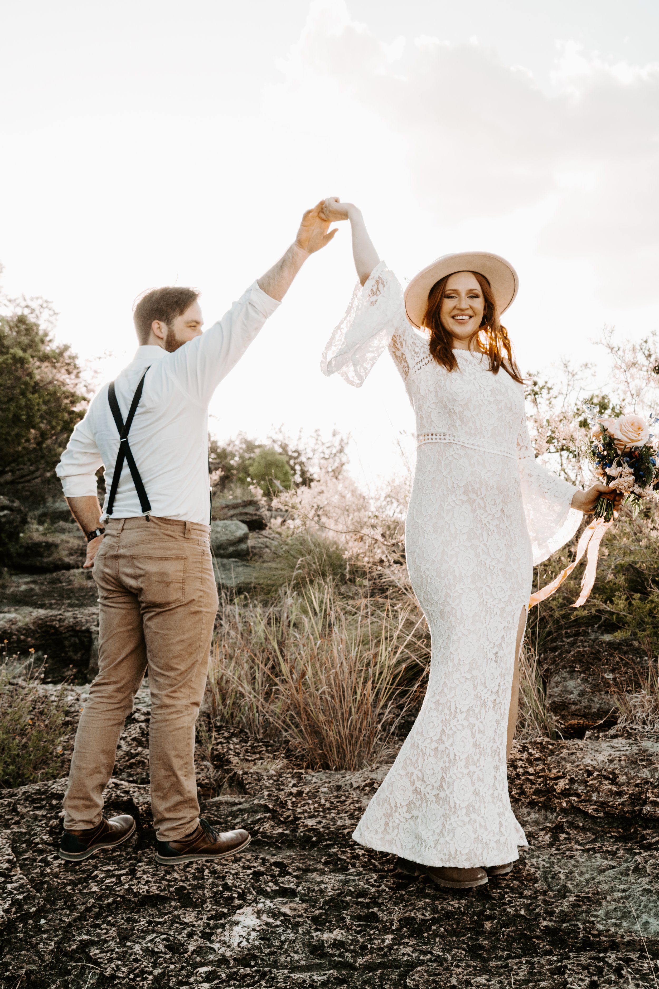 Wedding & Elopement Photography, Elopement couple at Pedernales Falls State Park