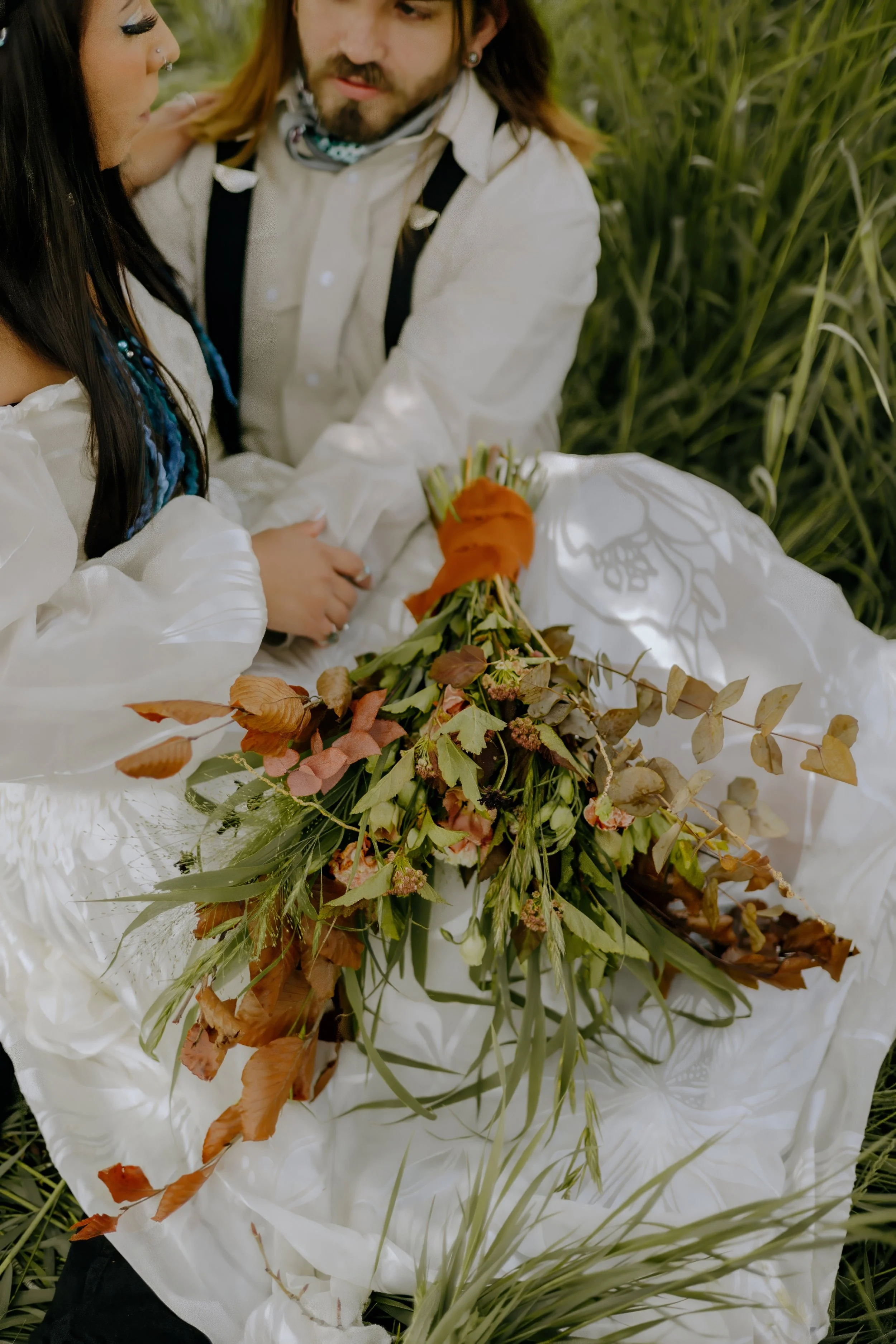 Houston & Texas Wedding & Elopement Photography – Detailed bridal bouquet of fall flowers at Diamond Cross Ranch.