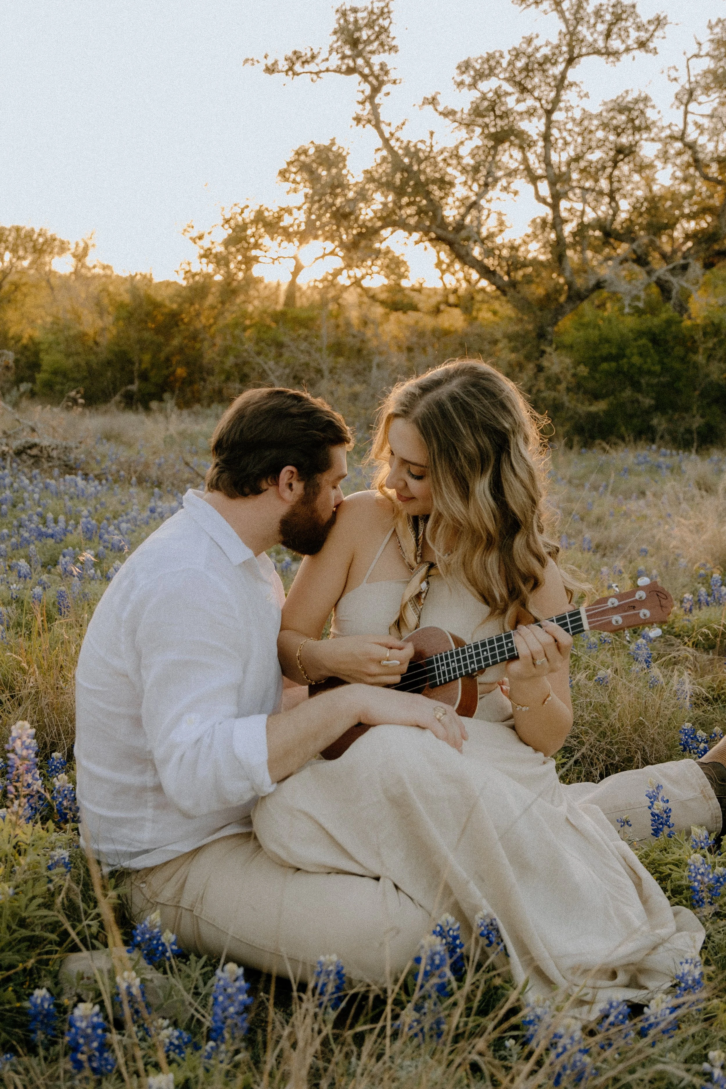 Houston & Texas Family, Couples, Newborn, Maternity, Bridal Photography – Holding hands in wildflowers, Austin TX golden hour session.
