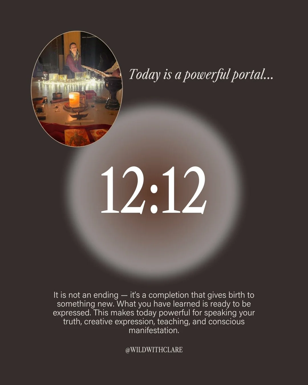✨ 12:12 PORTAL ✨
Today is a powerful portal.
Not an ending, but a completion that gives birth to something new.
If you&rsquo;re feeling the call to shift, release, or speak your truth,
this is your sign to listen.
What you&rsquo;ve learned is ready t