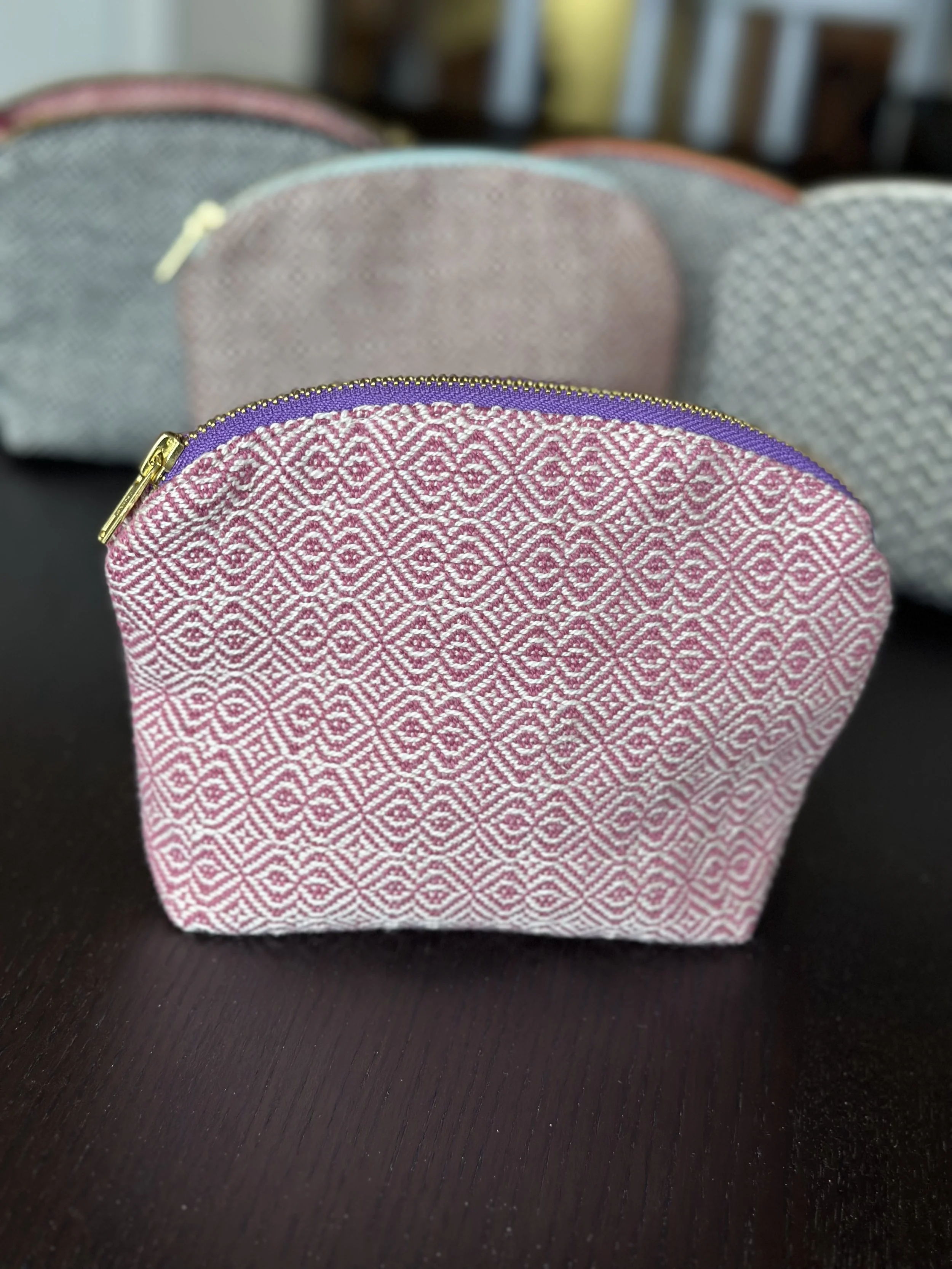 Zipper pouch pink with purple zipper