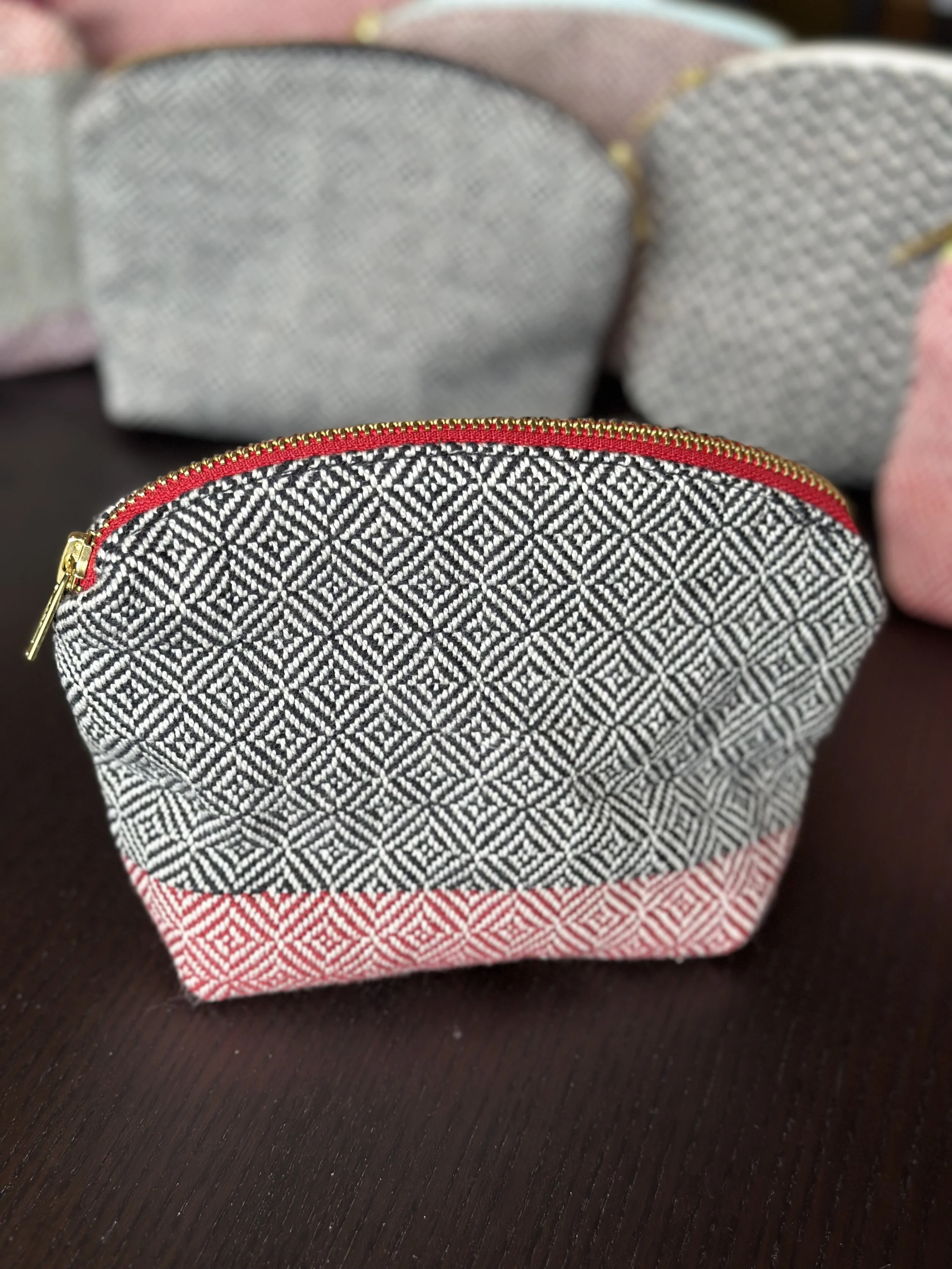 Zipper pouch red and black with red zipper