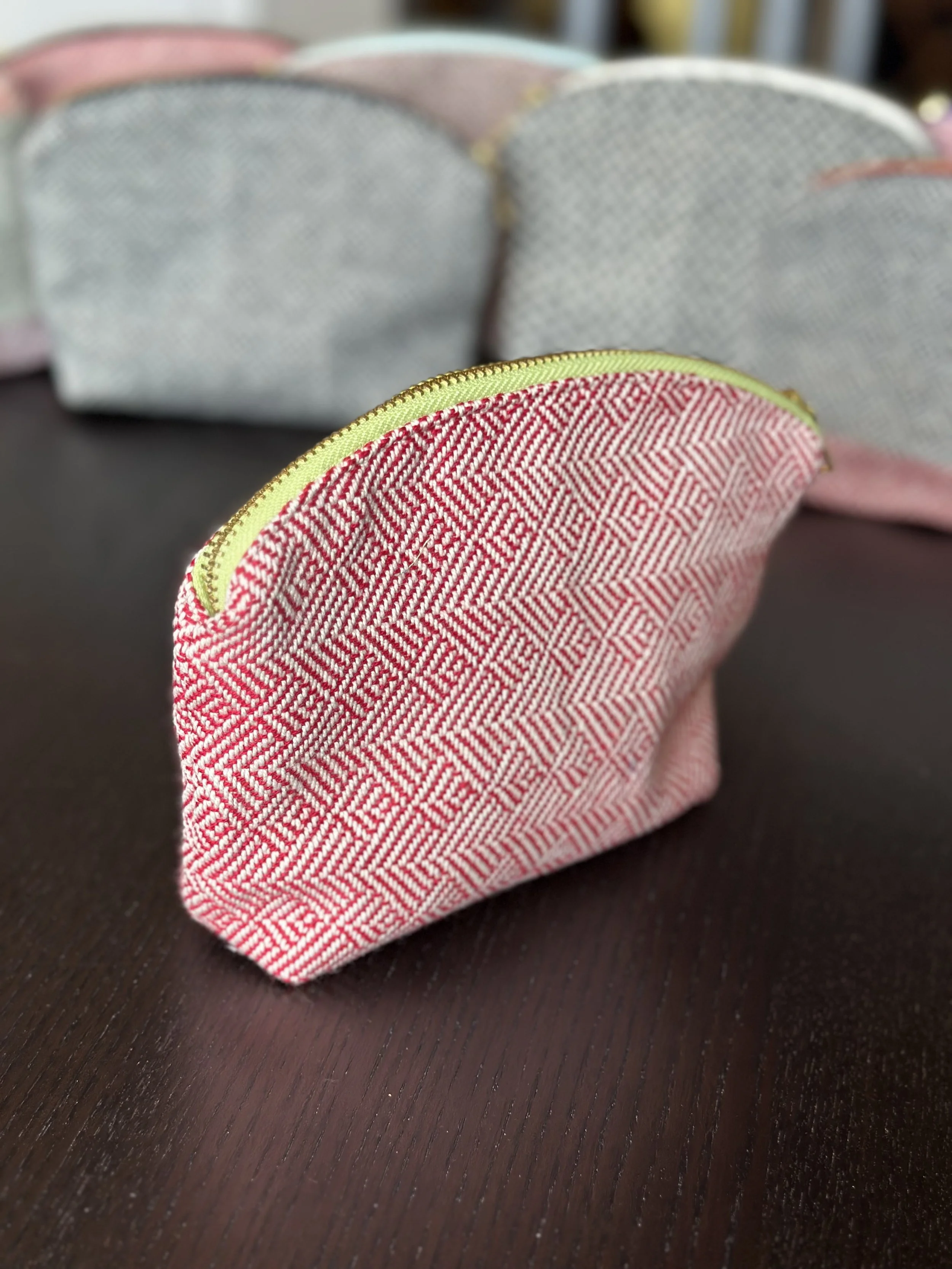Zipper pouch red with green zipper