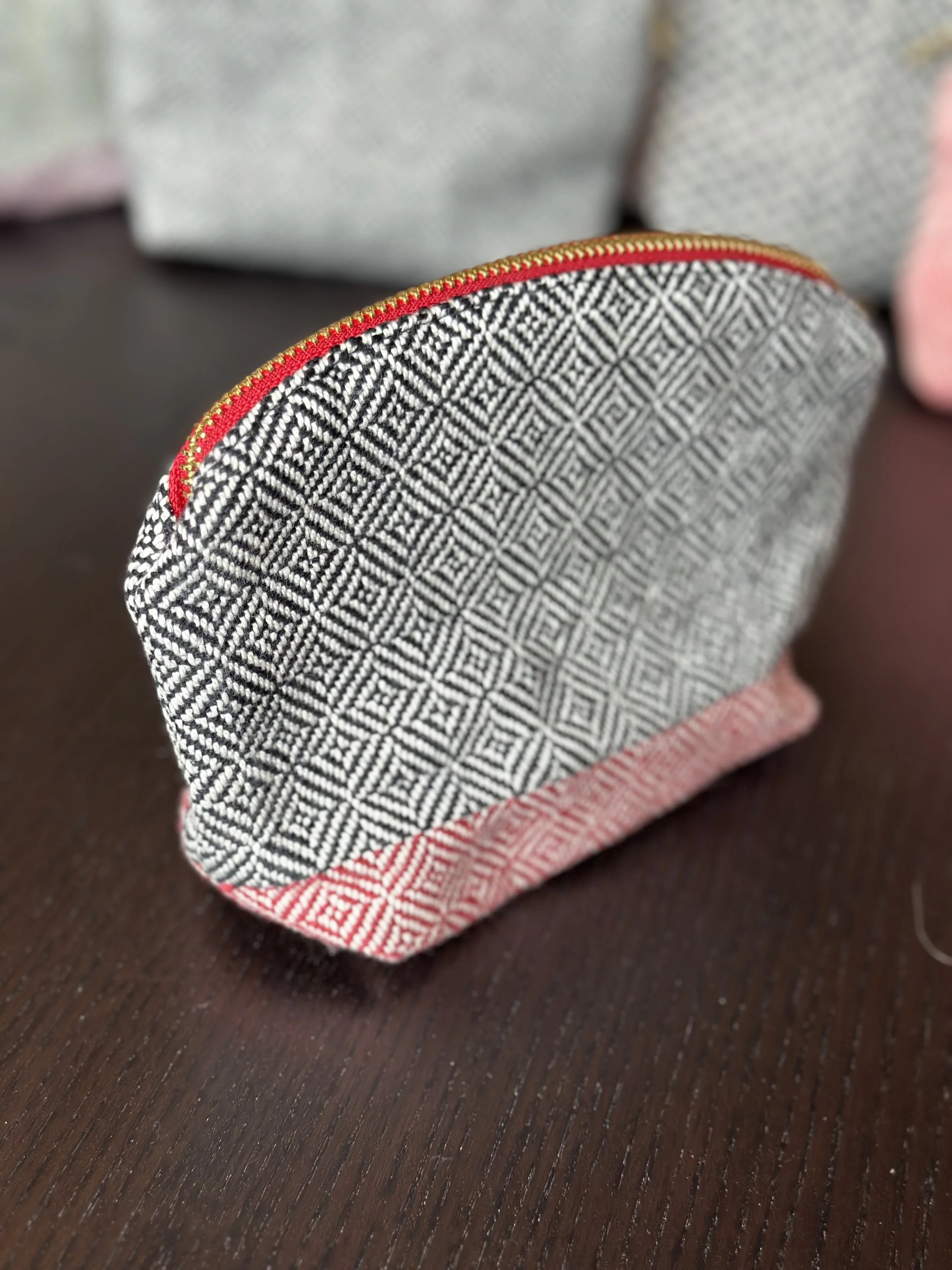 Zipper pouch red and black with red zipper