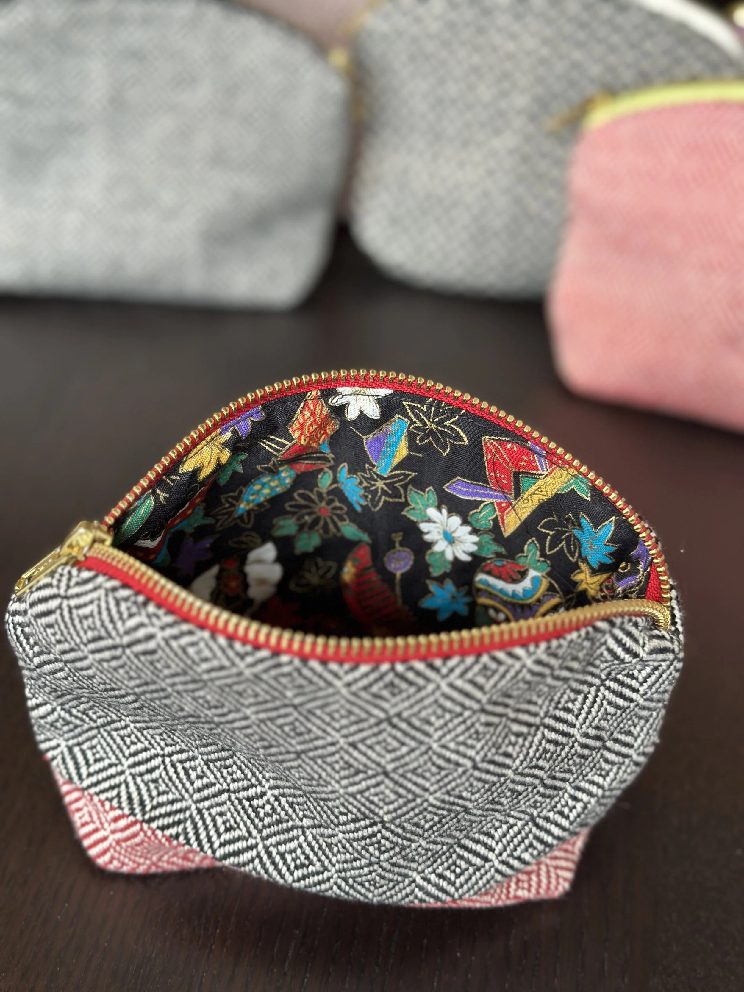 Zipper pouch red and black with red zipper