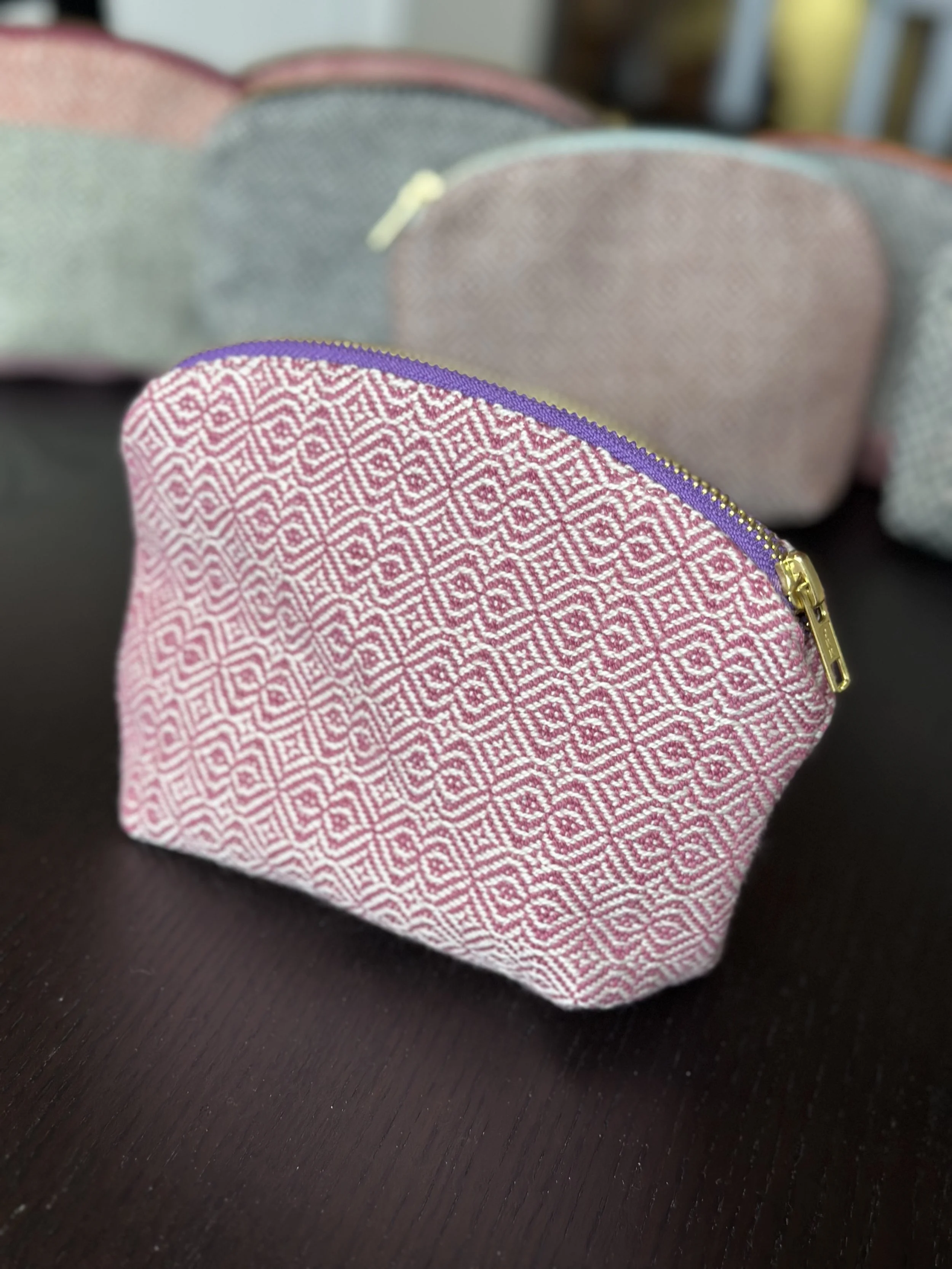 Zipper pouch pink with purple zipper