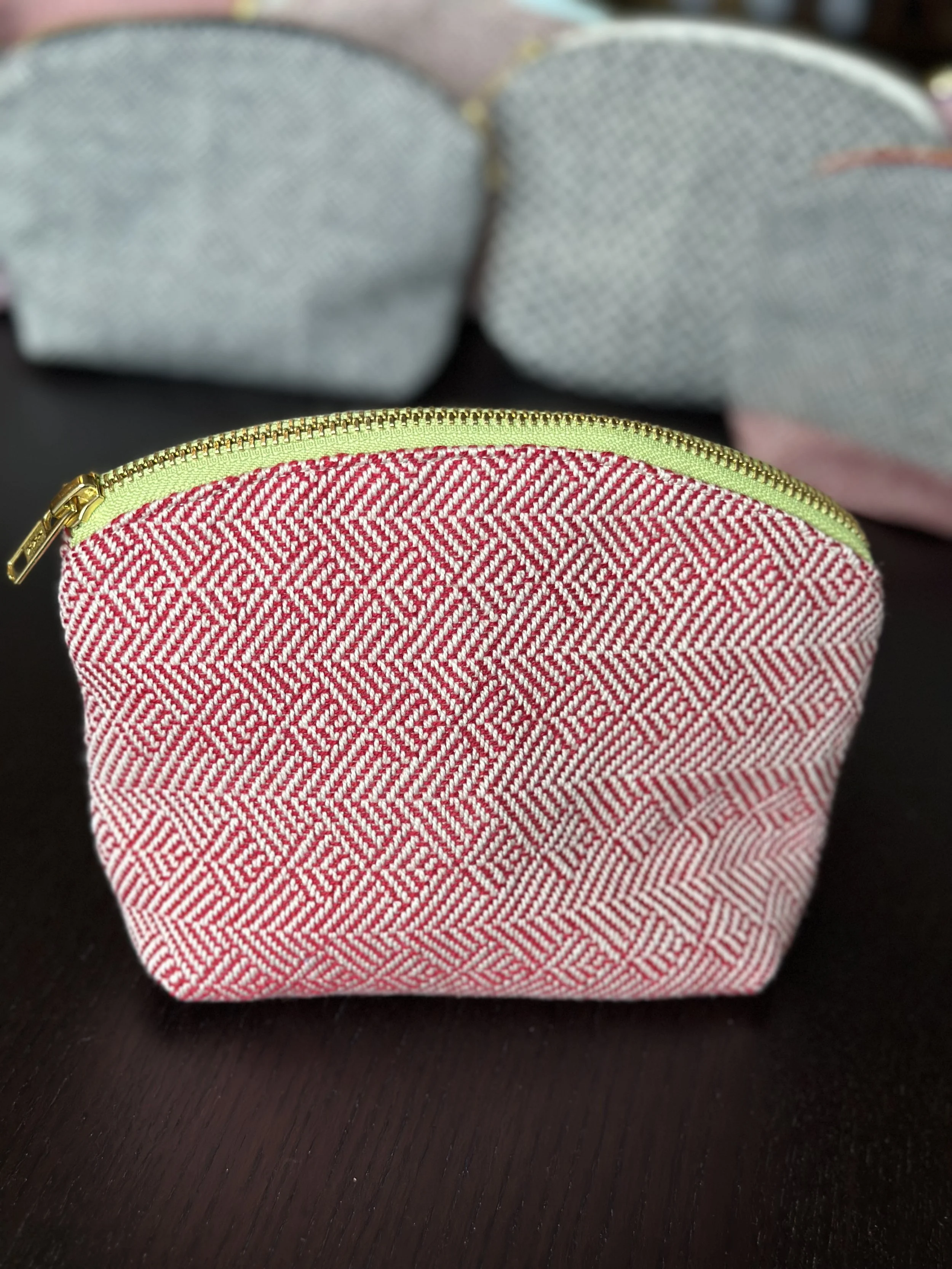 Zipper pouch red with green zipper