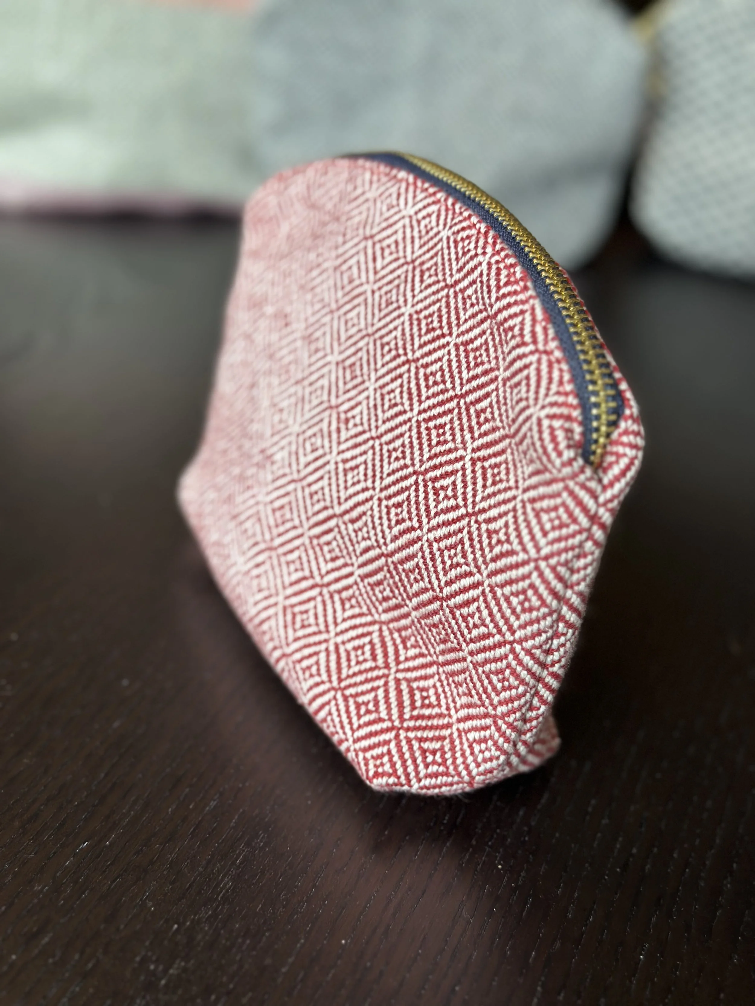 Zipper pouch red with blue zipper
