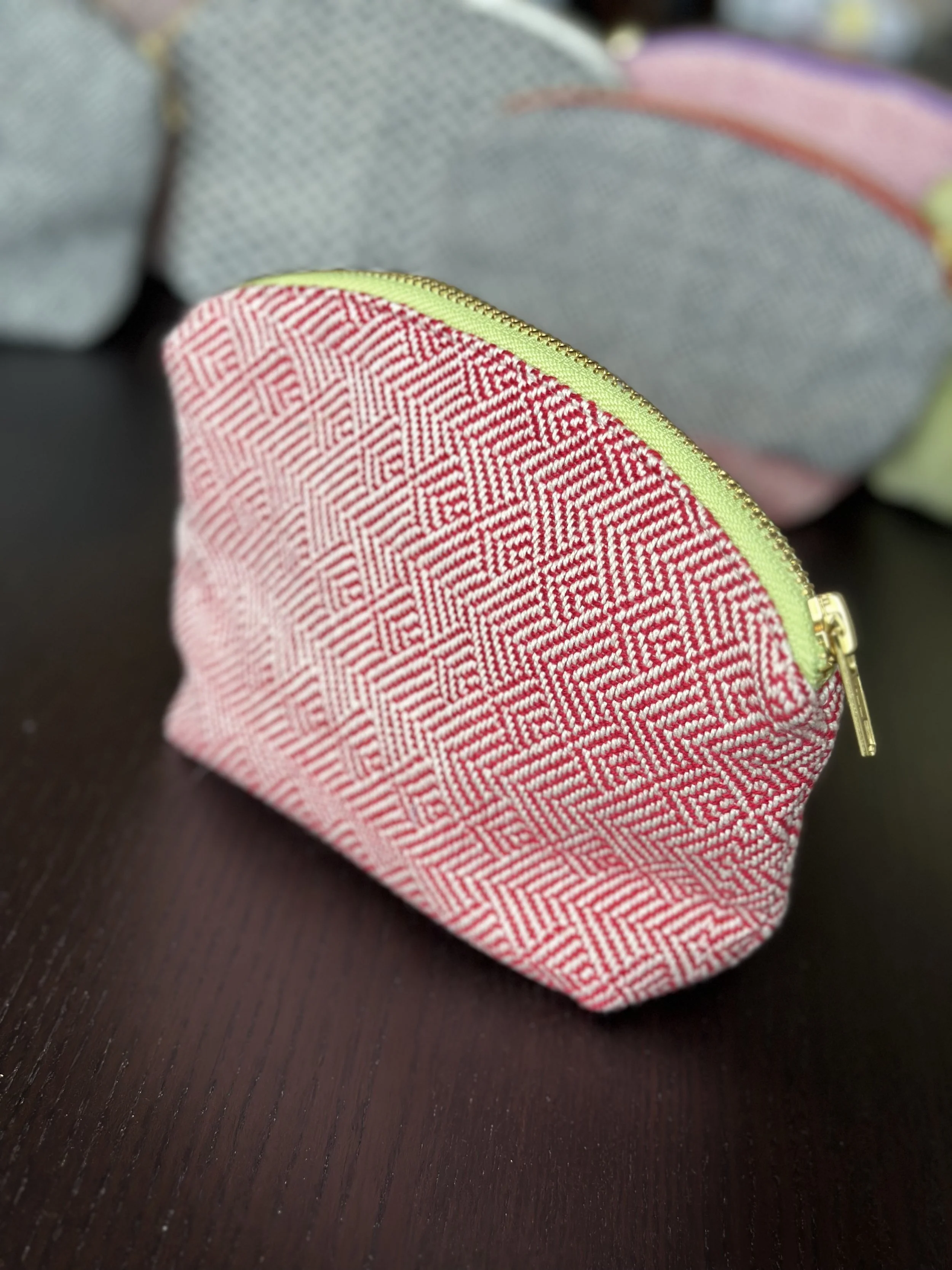 Zipper pouch red with green zipper