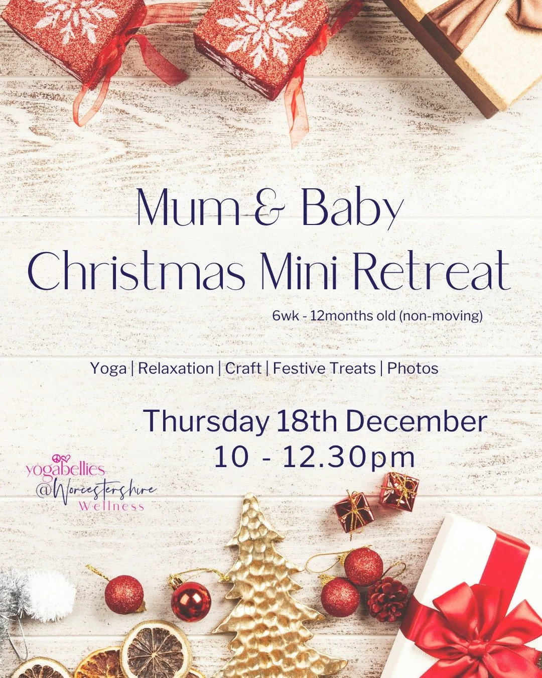 🎄 Our Mum &amp; Baby Christmas Mini Retreat is the cosiest way to celebrate your first festive season together.

🧘&zwj;♀️ Gentle yoga
🌿 Mindful wreath making
🍪 Delicious festive snacks
📍 Thursday 18th Dec | Bennetts Willow Barn

Time to relax, c