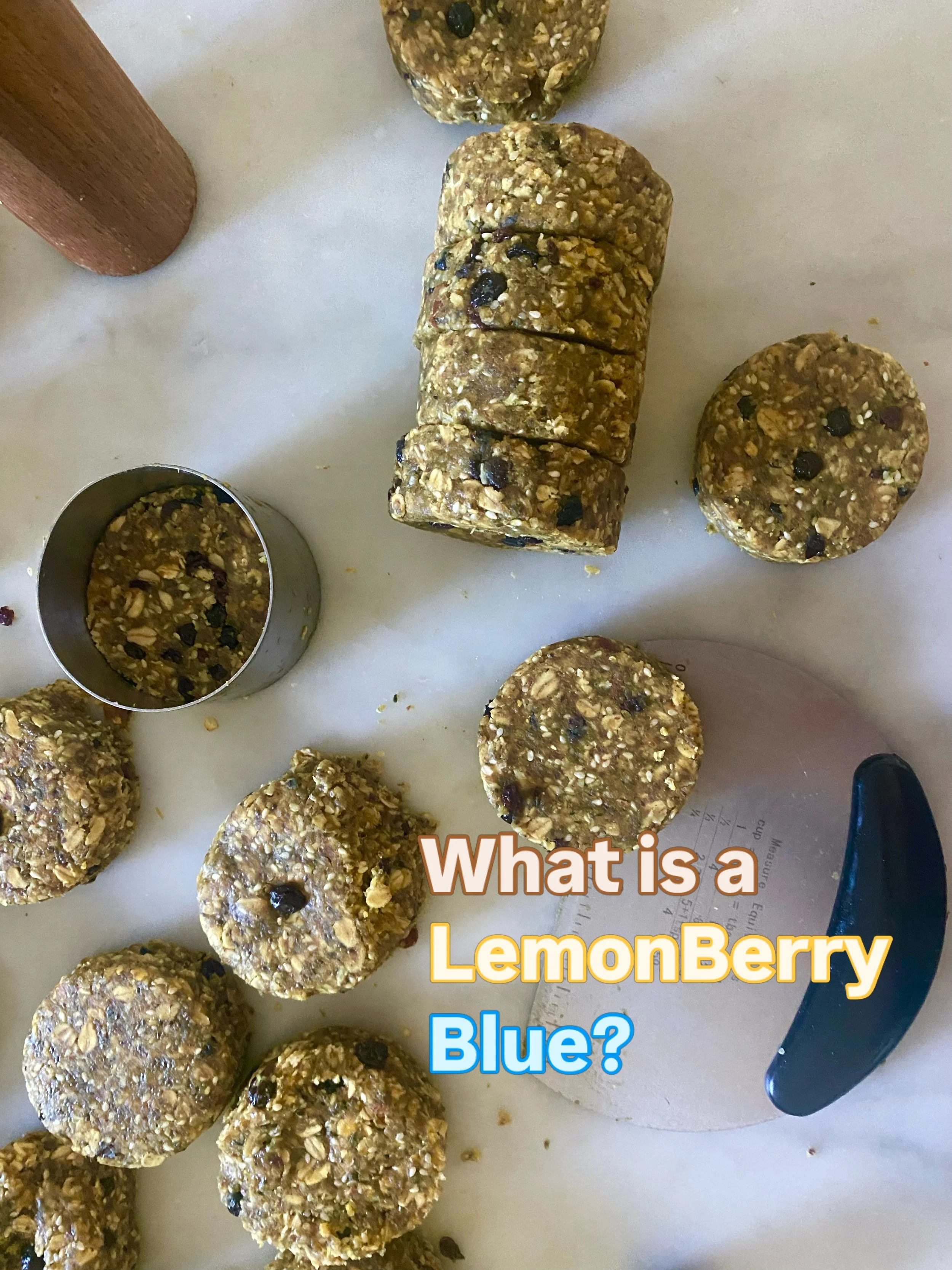 It&rsquo;s a Lemon Blueberry chewy oat cookie with 13 grams of protein. Made with all organic ingredients including cashew and coconut butters, blackcurrants and sun dried apricots, a modest amount of date paste and no added sugars or refined carbs. 