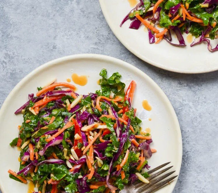 Asian Kale Slaw with Ginger Peanut Dressing