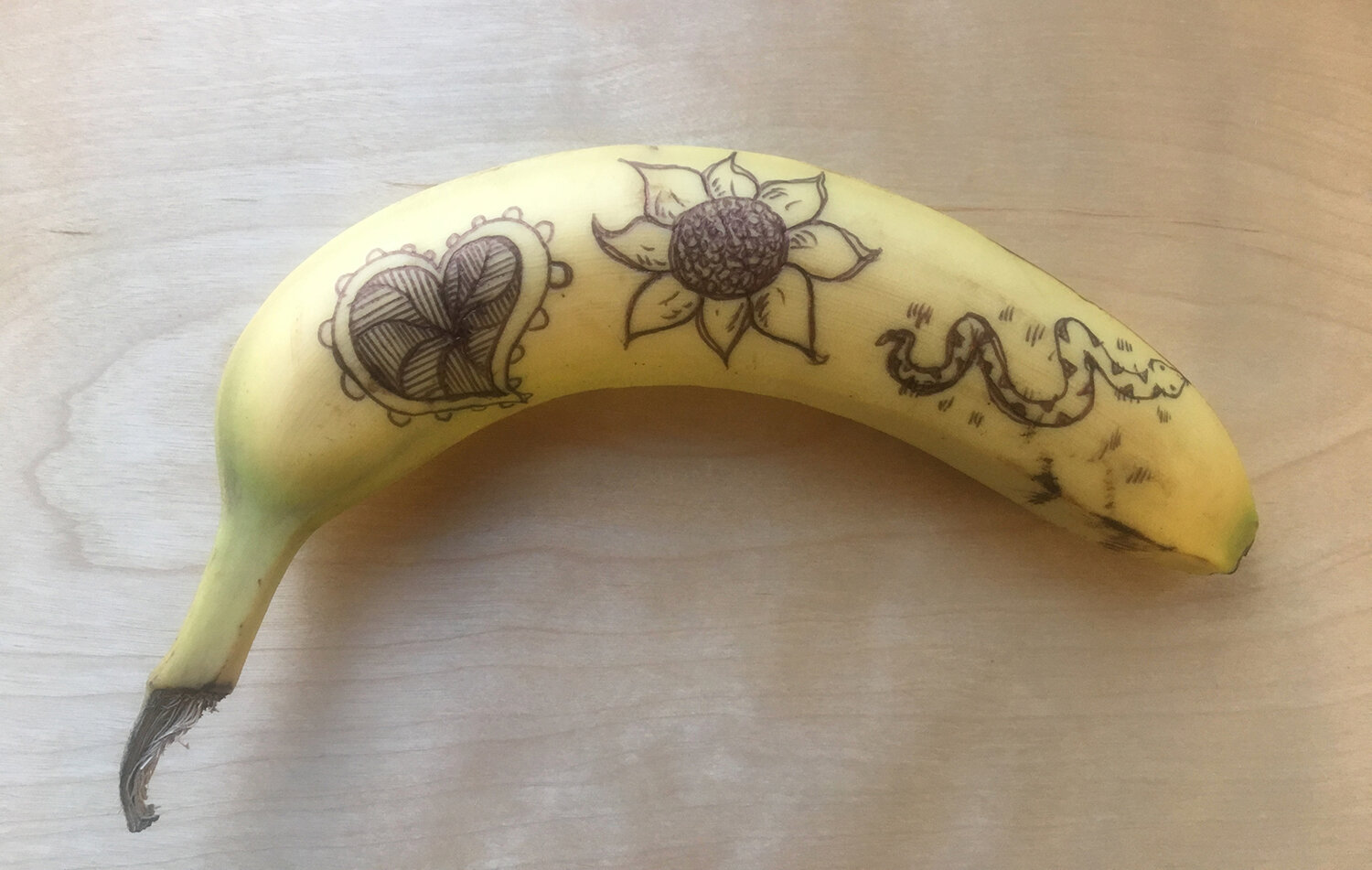 Anything can be a canvas, if you want it to. Ballpoint pen on banana