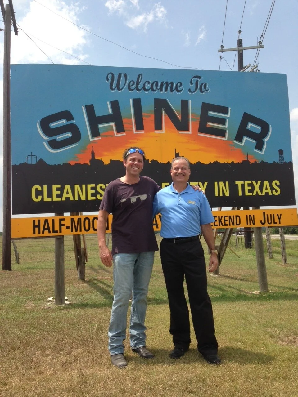 On location with Shiner's Brewmaster during a television ad shoot.