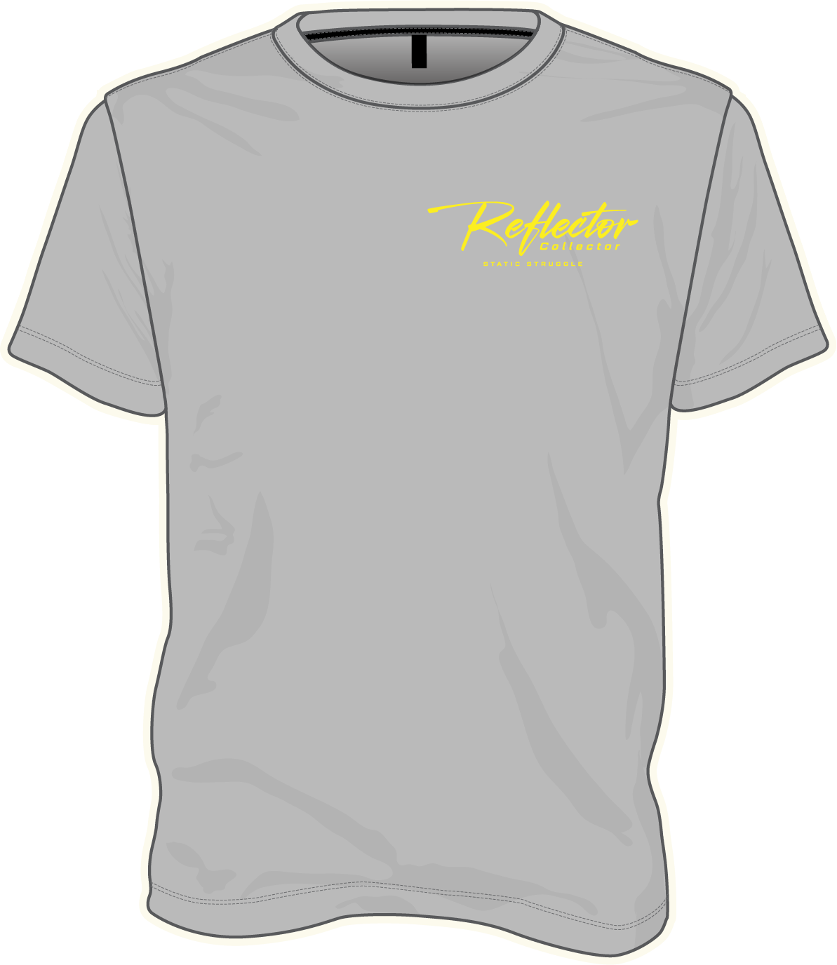 reflector collector silver tshirt front.png