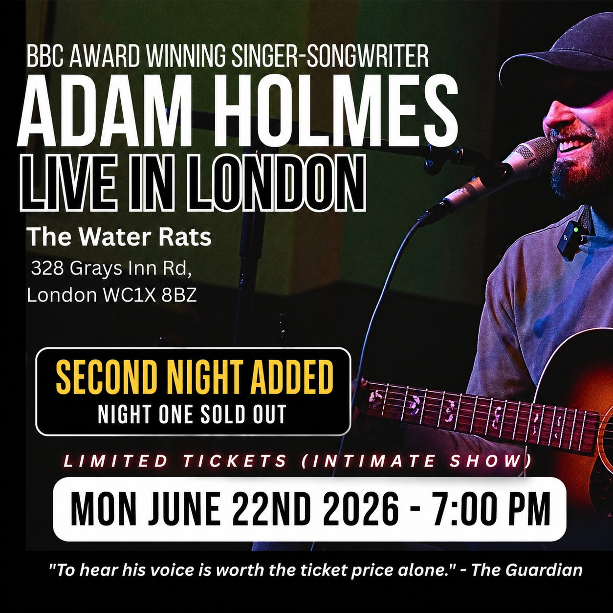 Adam Holmes — Live in London (Second Night Added) | Monday 22 June 2026