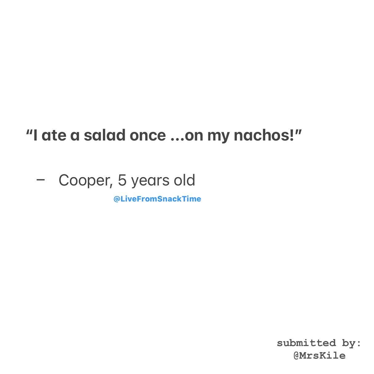 apparently salad is nacho friend, Cooper 🥗 
-
(submitted by: @mrskile) #nachos #salad