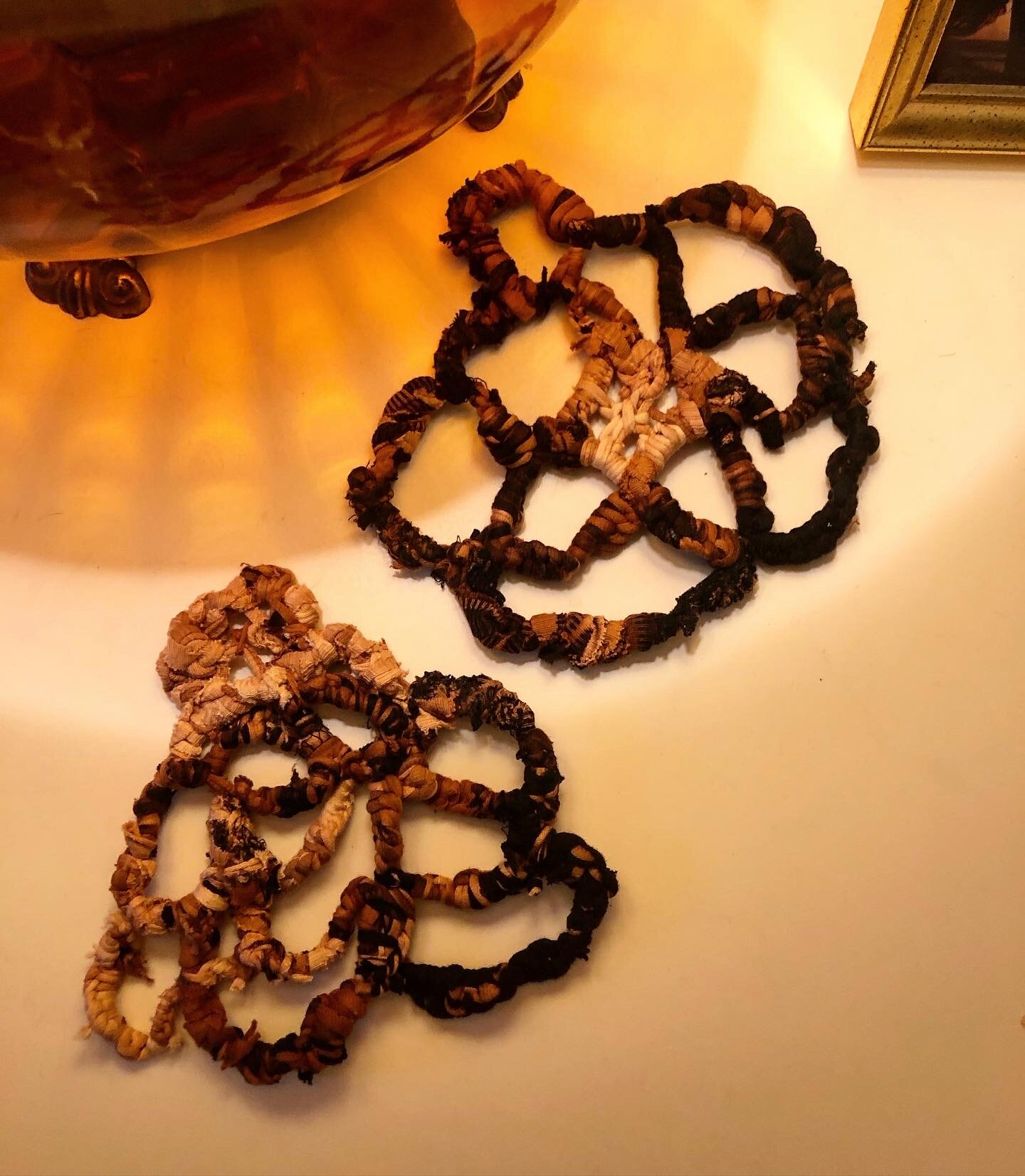 knotted "scrap" floral coasters