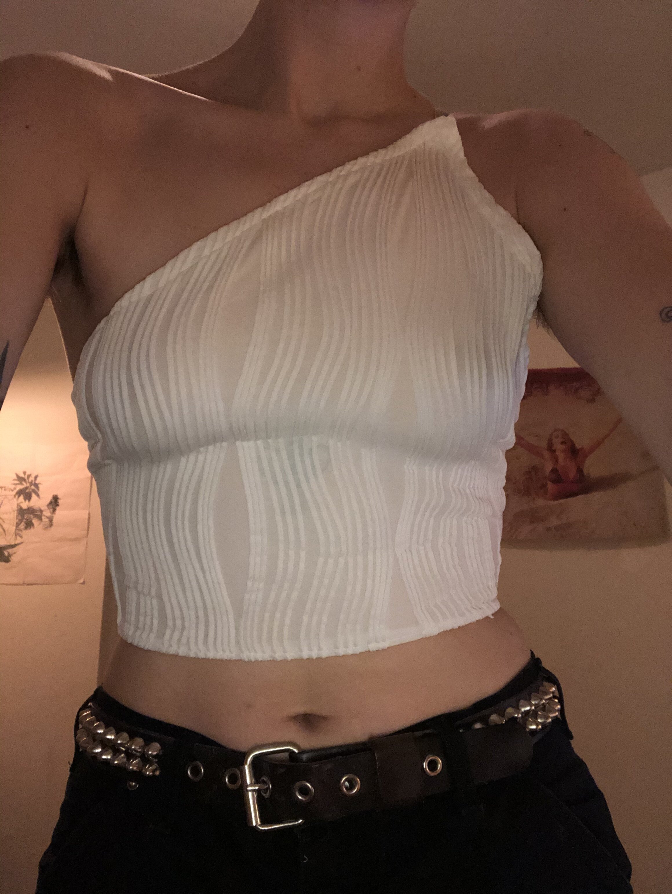 top from scratch, one shoulder with corset back