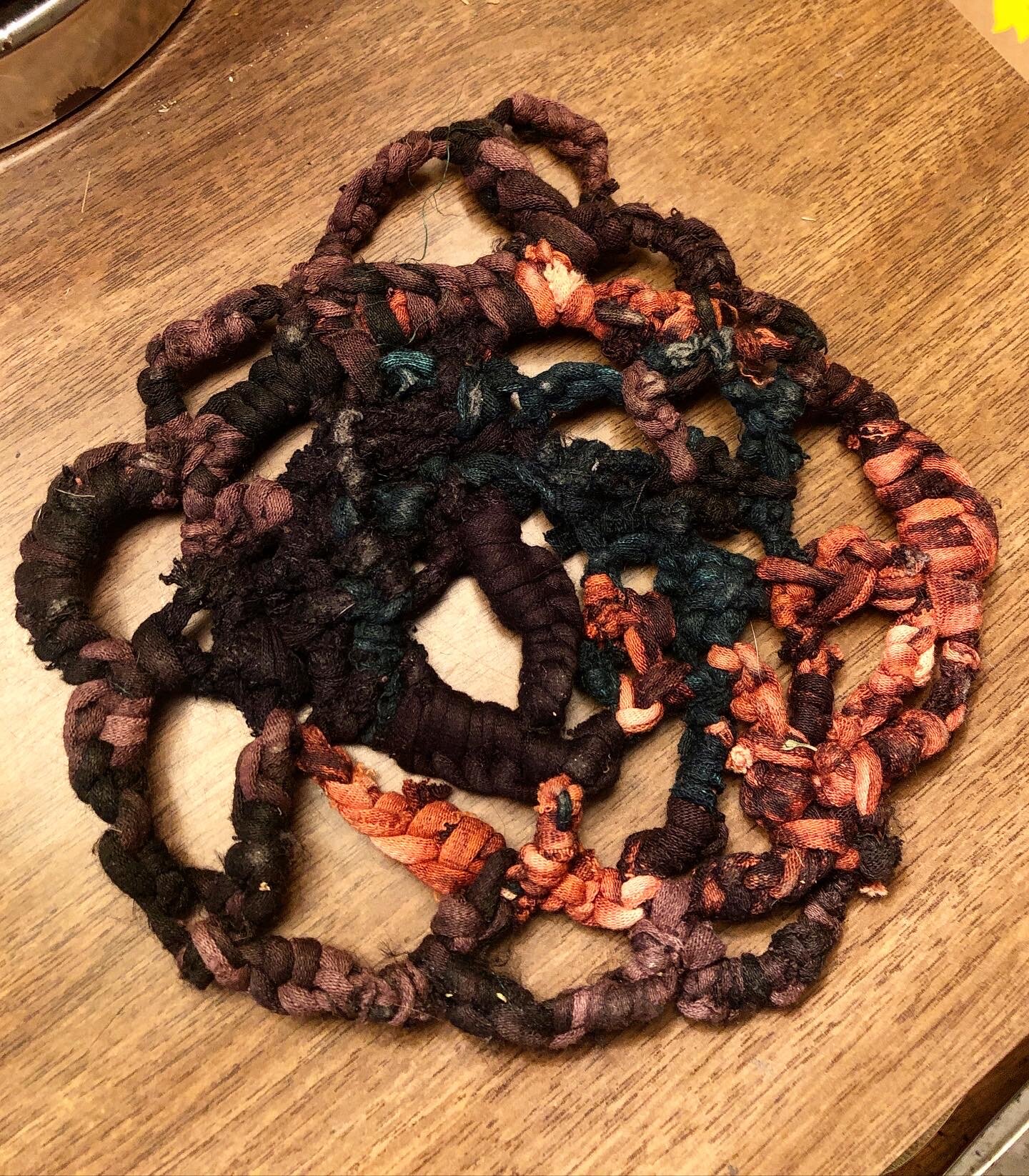 knotted "scrap" floral coaster