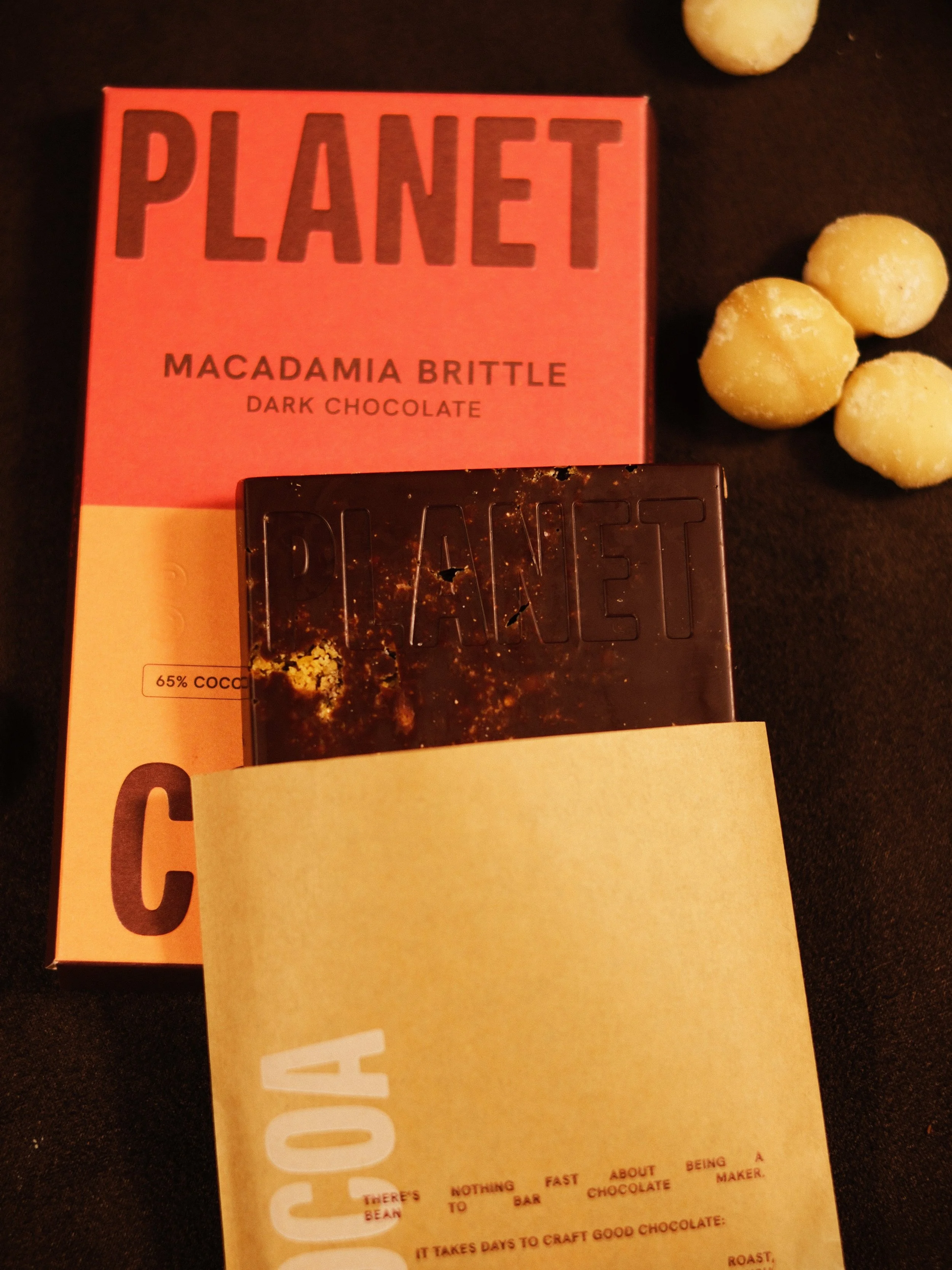 Macadamia Brittle Dark Chocolate Bean to Bar Planet Cocoa