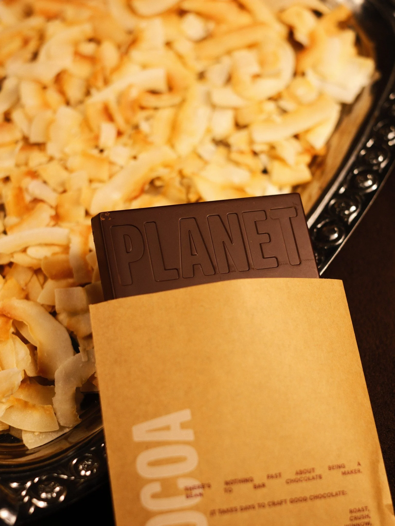 Coconut Praline Dark Chocolate Bean to Bar Planet Cocoa