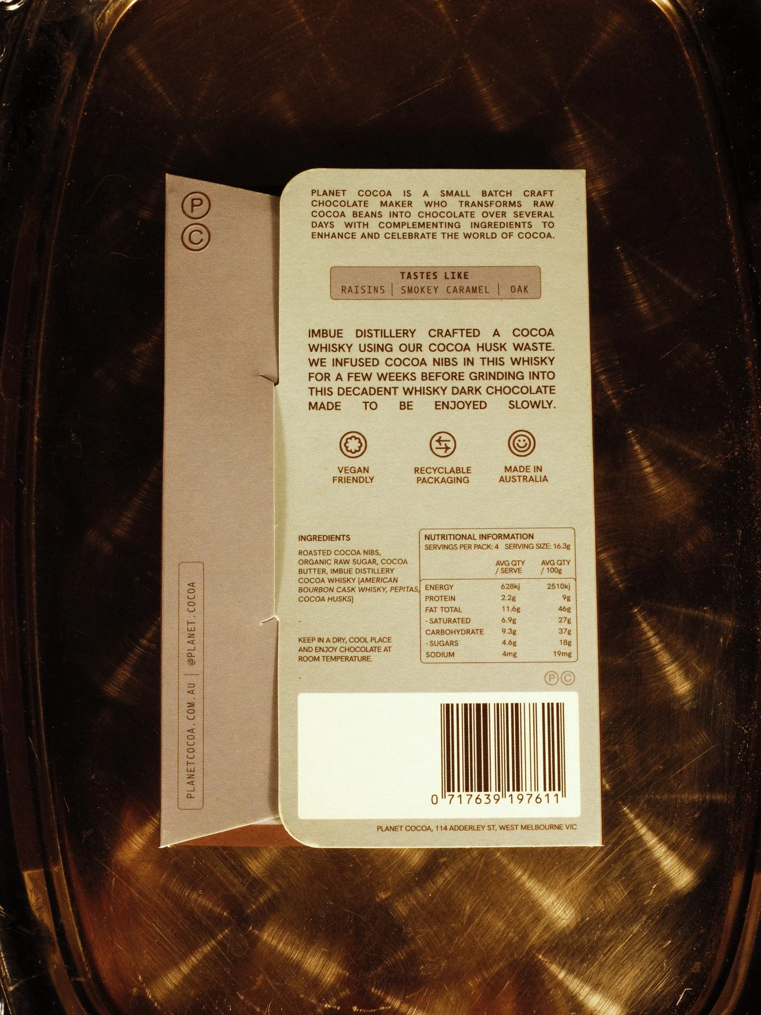 Whisky Dark Chocolate Bean to Bar Imbue Distillery