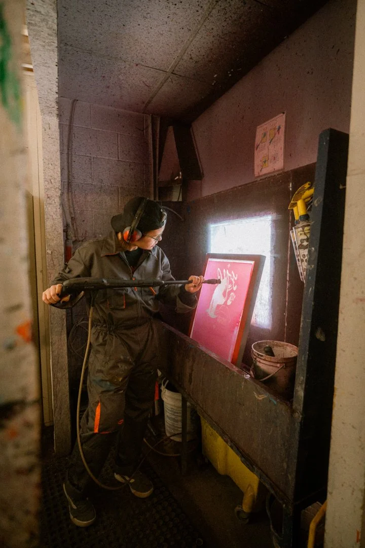 Printing in Studio. Photo by Adam Steel. 2025.
