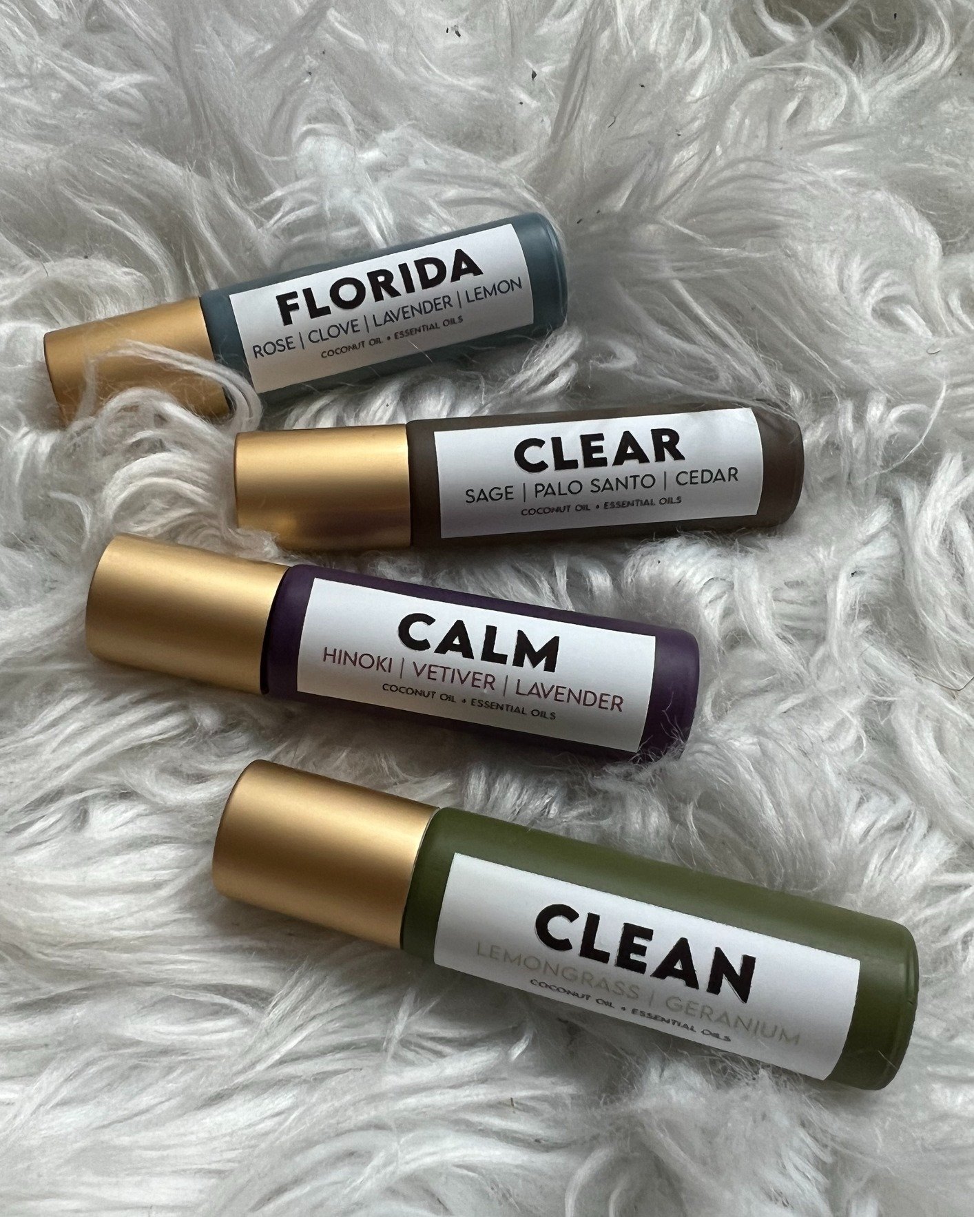 Have you checked out our new rollerball oils?

Each of your favorite scents (plus a brand new one--Florida) are now available in a convenient rollerball package. 

Roll the oil into your palms, rub your palms together to heat and disperse the oils, t