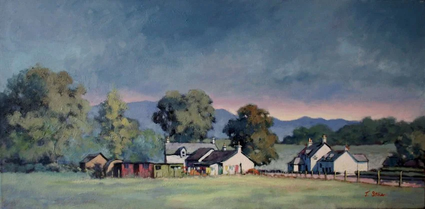 Aberargie in Fife landscape painting in oils.
