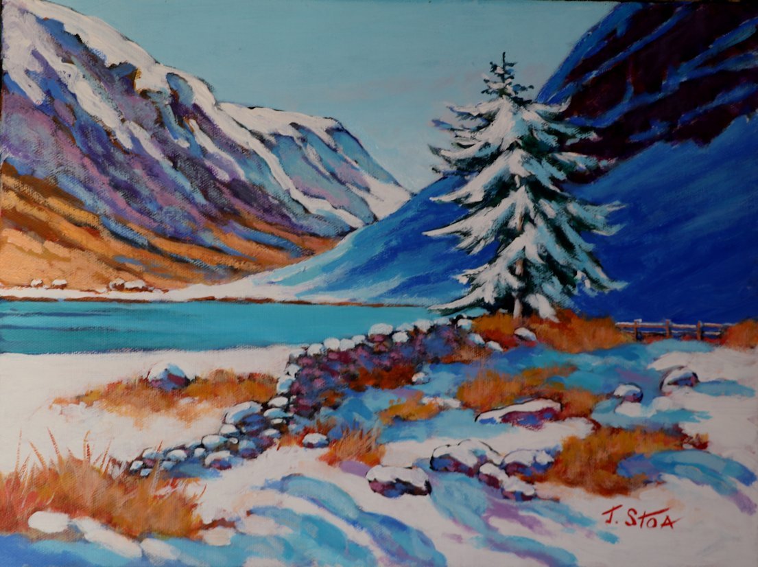 Loch Achtriochtan in Glencoe winter landscape painting