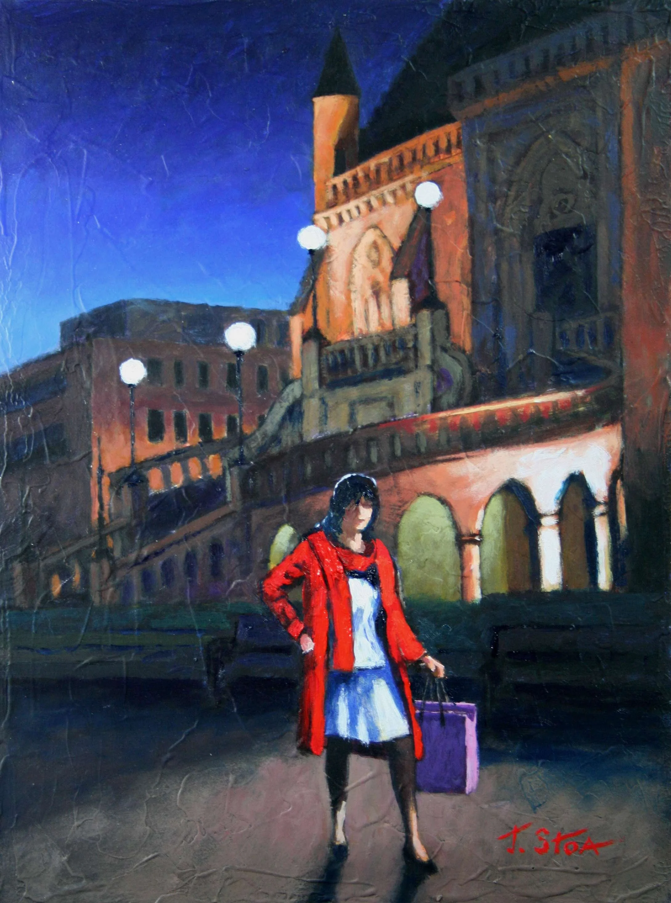 Lady in Red at Dusk at McManus Gallery