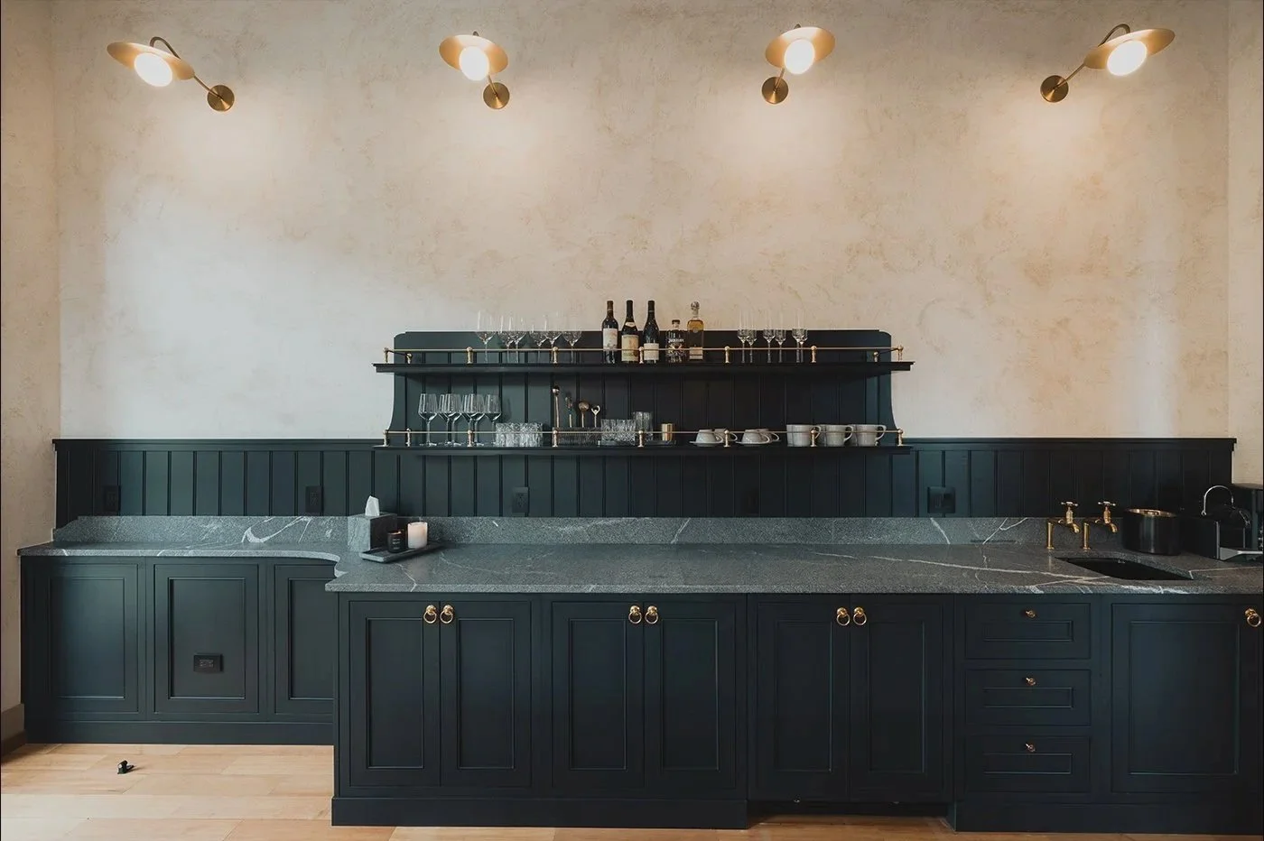 Dark Traditional Or Transitional Cabinetry With Open Shelving Kitchen Remodel by Three Creeks Custom Cabinets project photo