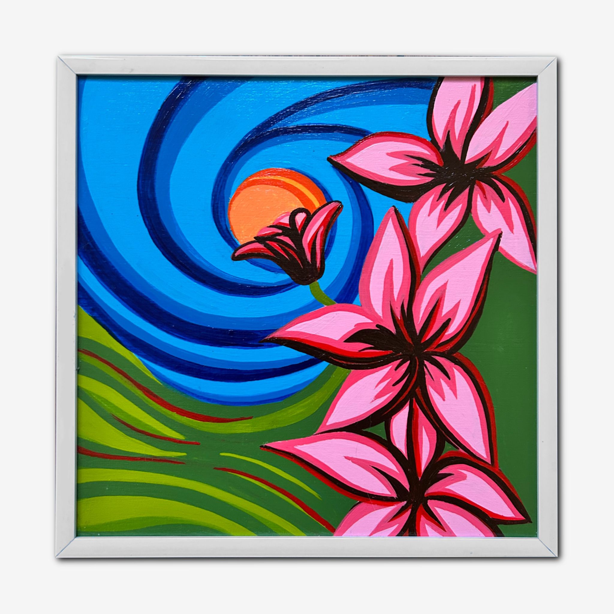 Spring Breeze – Framed Original Abstract Painting (8×8 in)