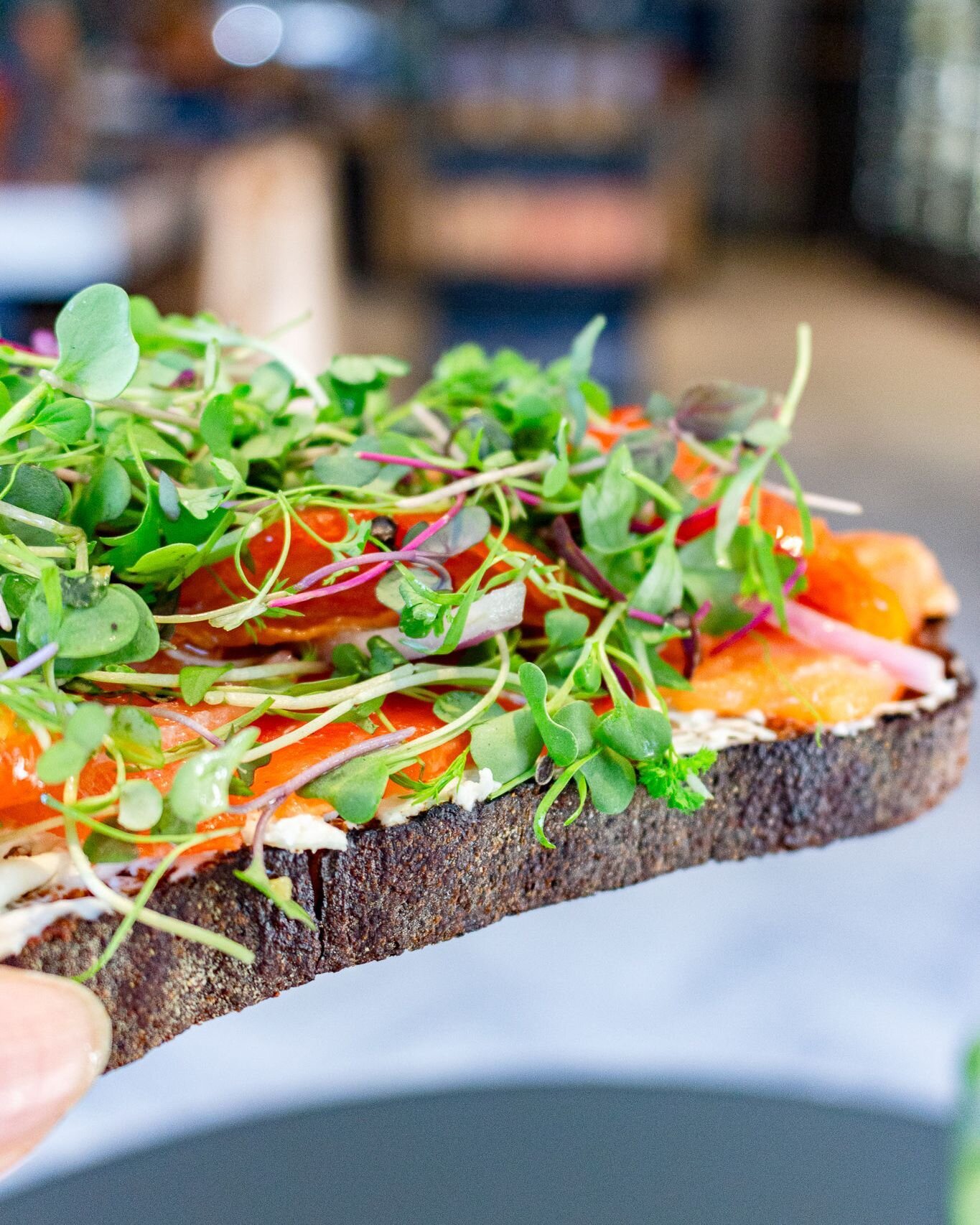 Which side are you on...Smoked Salmon Toast or Avocado Toast? 

Smoked Salmon Toast 
smoked salmon, stracciatella, roasted tomato, red onion, jalapeno, micro herbs 

Avocado Toast 
avocado mash, citrus herb goat cheese, cherry tomato, house roasted p