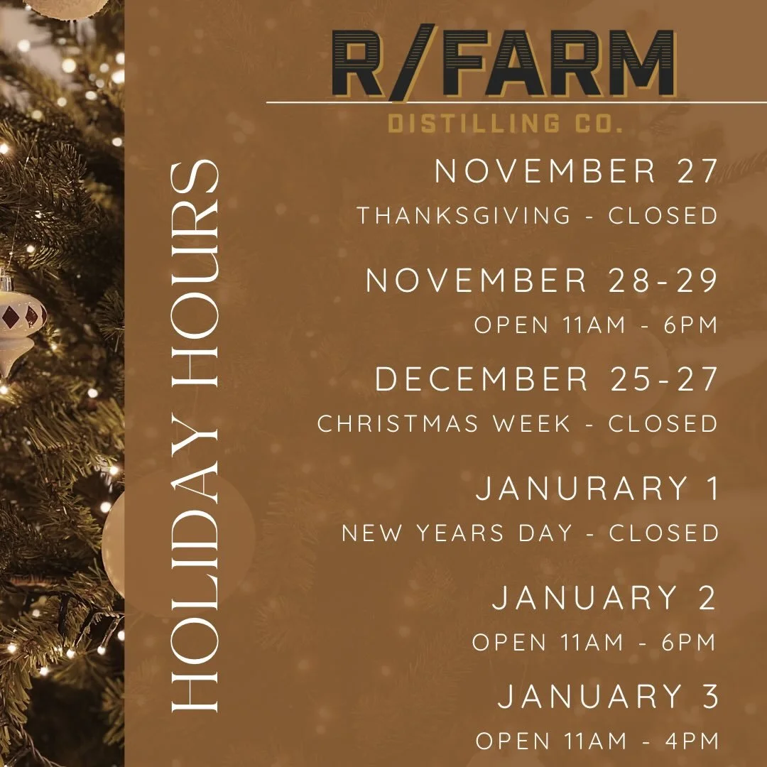 ‼️Distillery Holiday Hours‼️ Reminder of our holiday hours coming up! Happy Holidays!! 🥃🥃