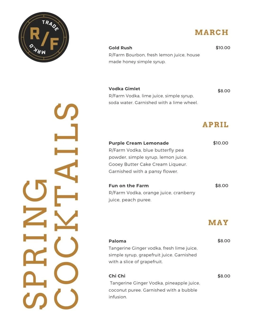 Sip your way into Spring with our new Spring Cocktail Menu at R/Farm! Check in out and make plans to come sit on the patio soon on The Hill! 🌼☀️