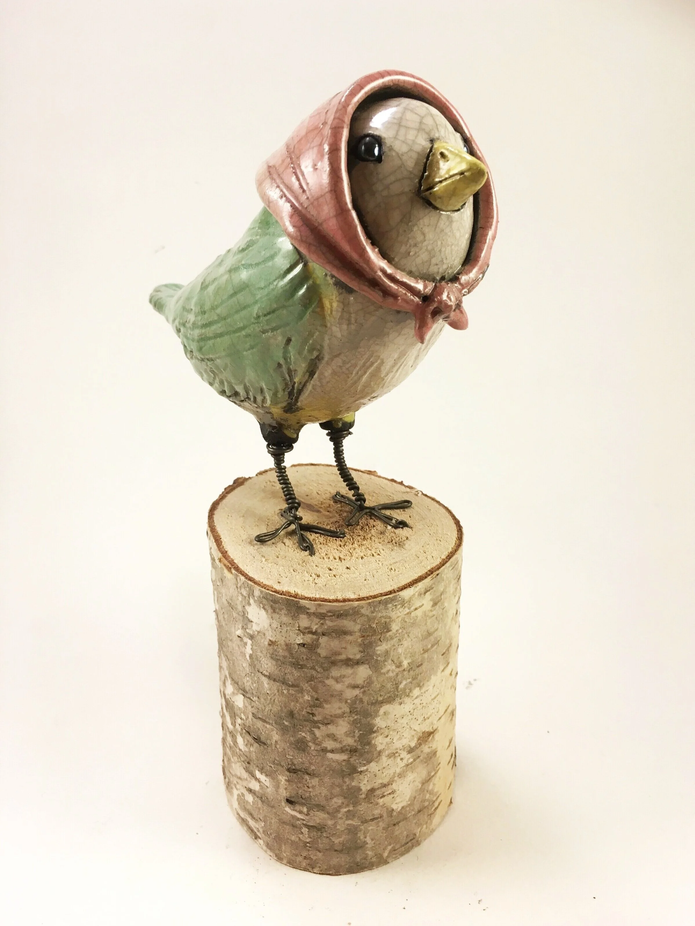 "Betty" 7.5" x 2" x 5" raku-fired ceramic, birch, wire, 2018 SOLD