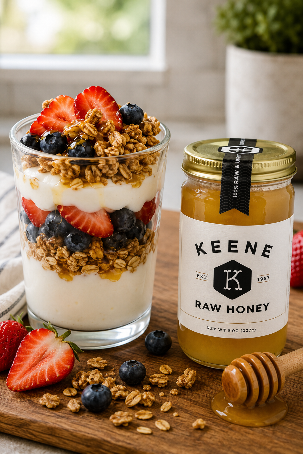 🍯🍓🥣 Honey Yogurt Parfait 
(Healthy Snack)