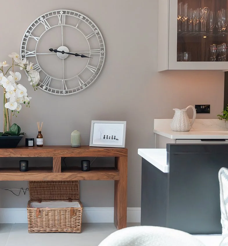 Console table and clock