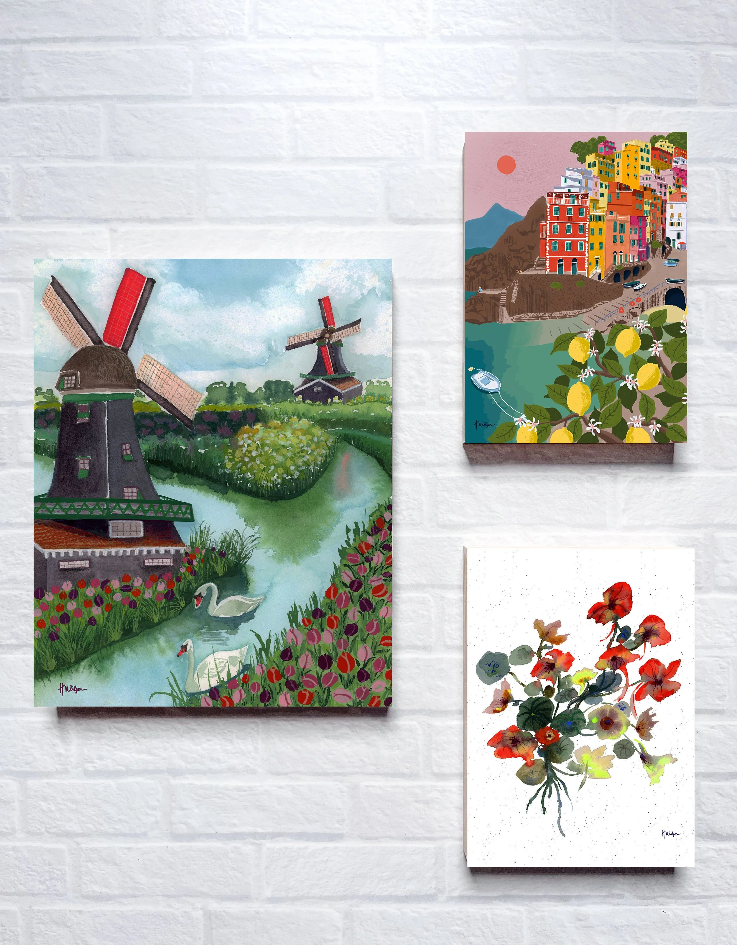 Zanse and Abstract Nast Wood Block 5x7s and 8x10 on Brick Gallery Wall copy.jpg