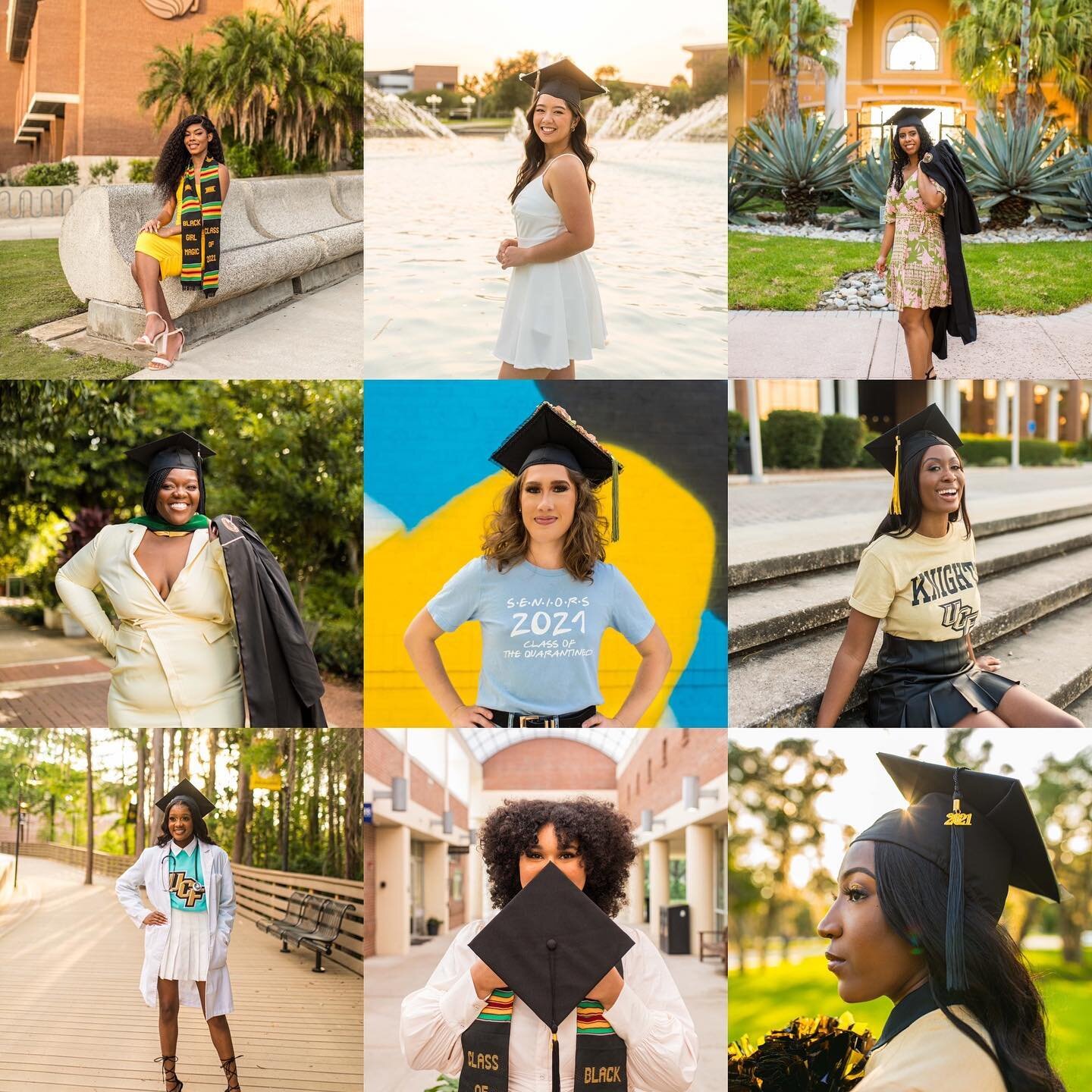Can I brag on my spring graduates!? 🥳🎉 Class of quarantine, you ladies made it to the finish line 🎉 As always it&rsquo;s a honor to document your milestone 🖤💛 #ChargeOn #alumknight #ucfknights